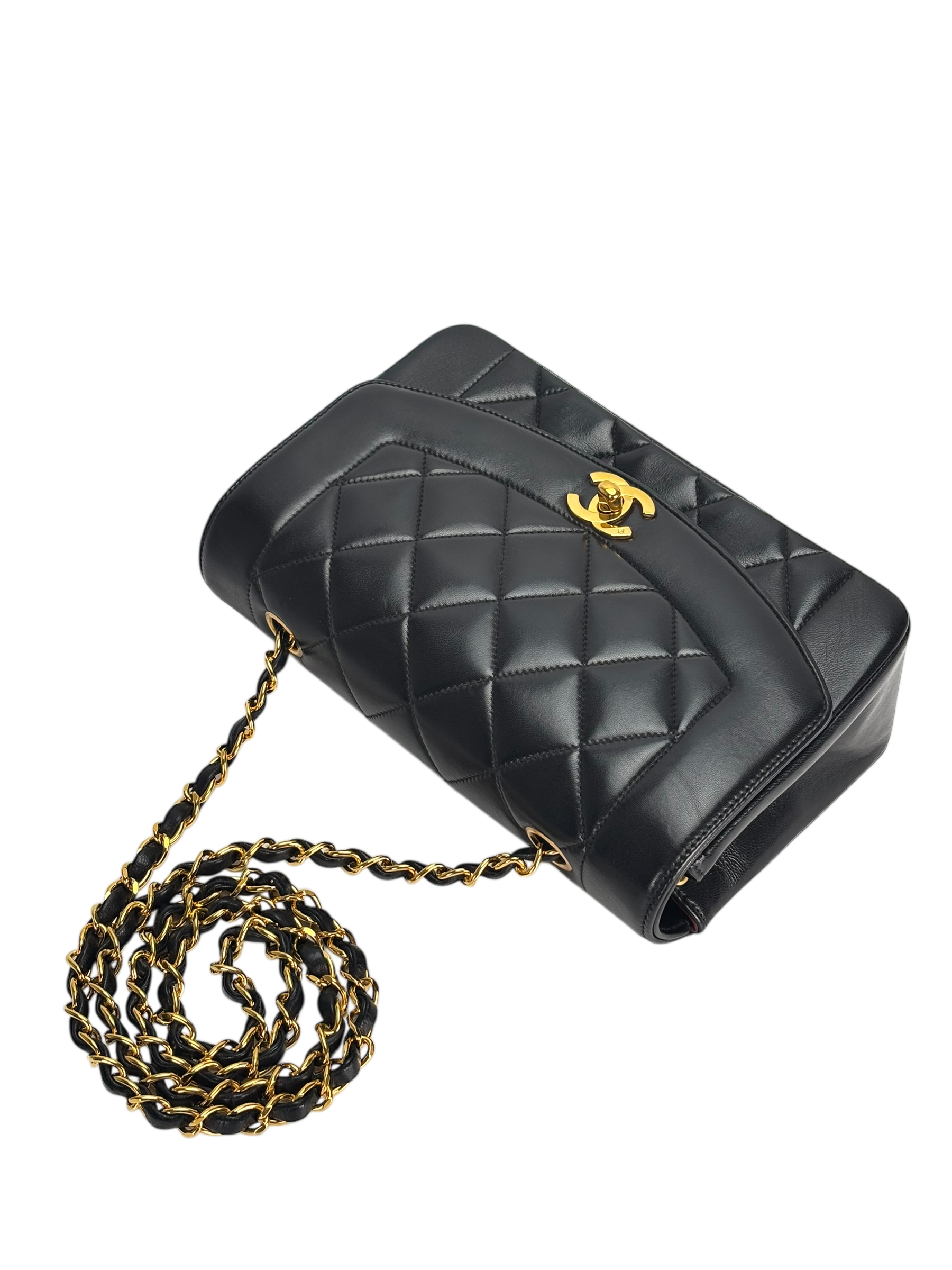 CHANEL - Black Lambskin Small Diana Shoulder Bag