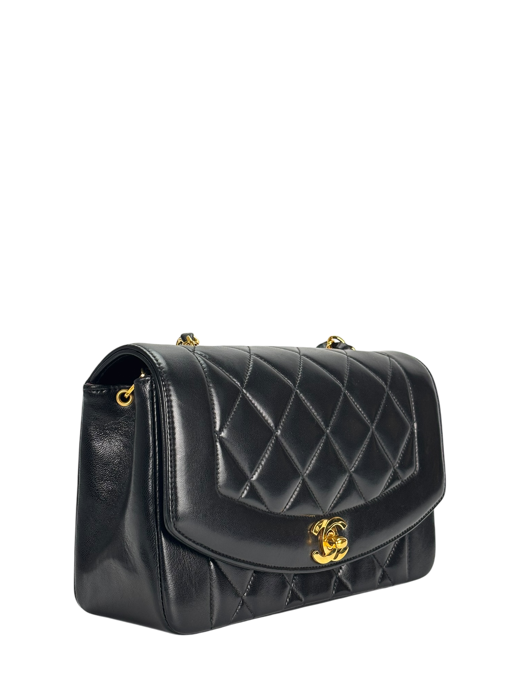 CHANEL - Black Lambskin Small Diana Shoulder Bag
