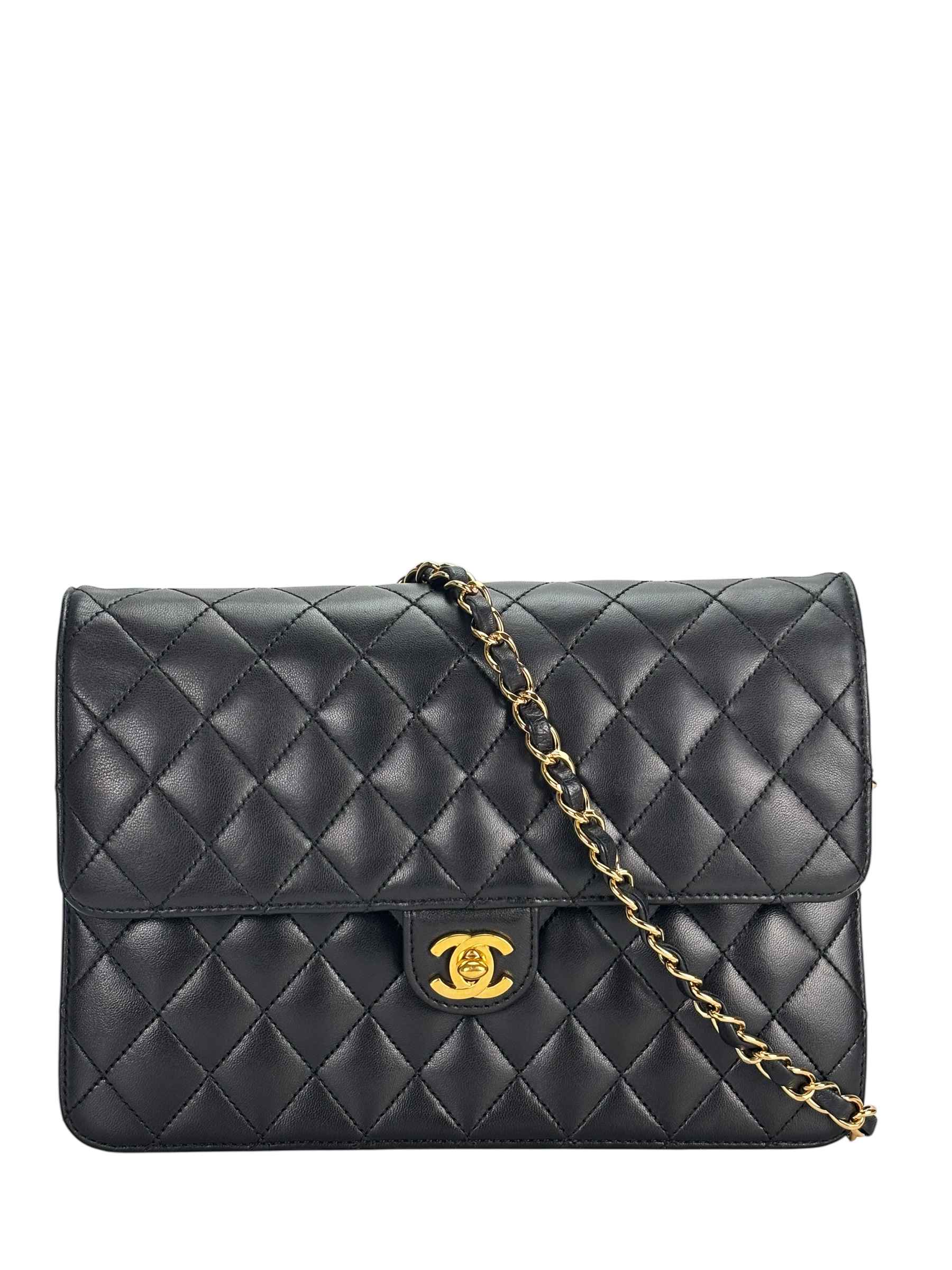 CHANEL - Black Lambskin Jumbo Flap Bag 25