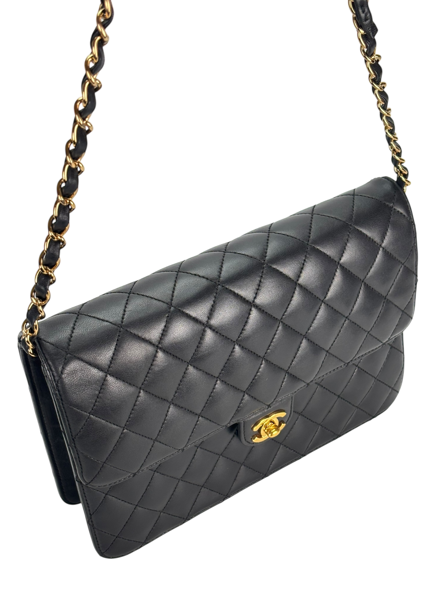 CHANEL - Black Lambskin Jumbo Flap Bag 25