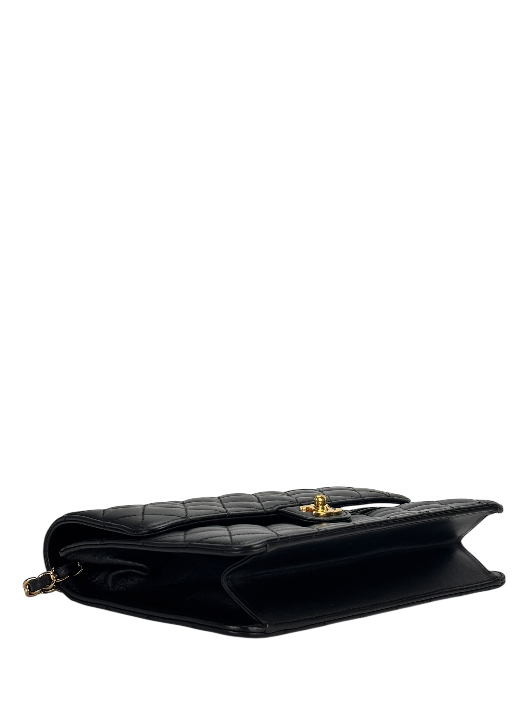 CHANEL - Black Lambskin Jumbo Flap Bag 25