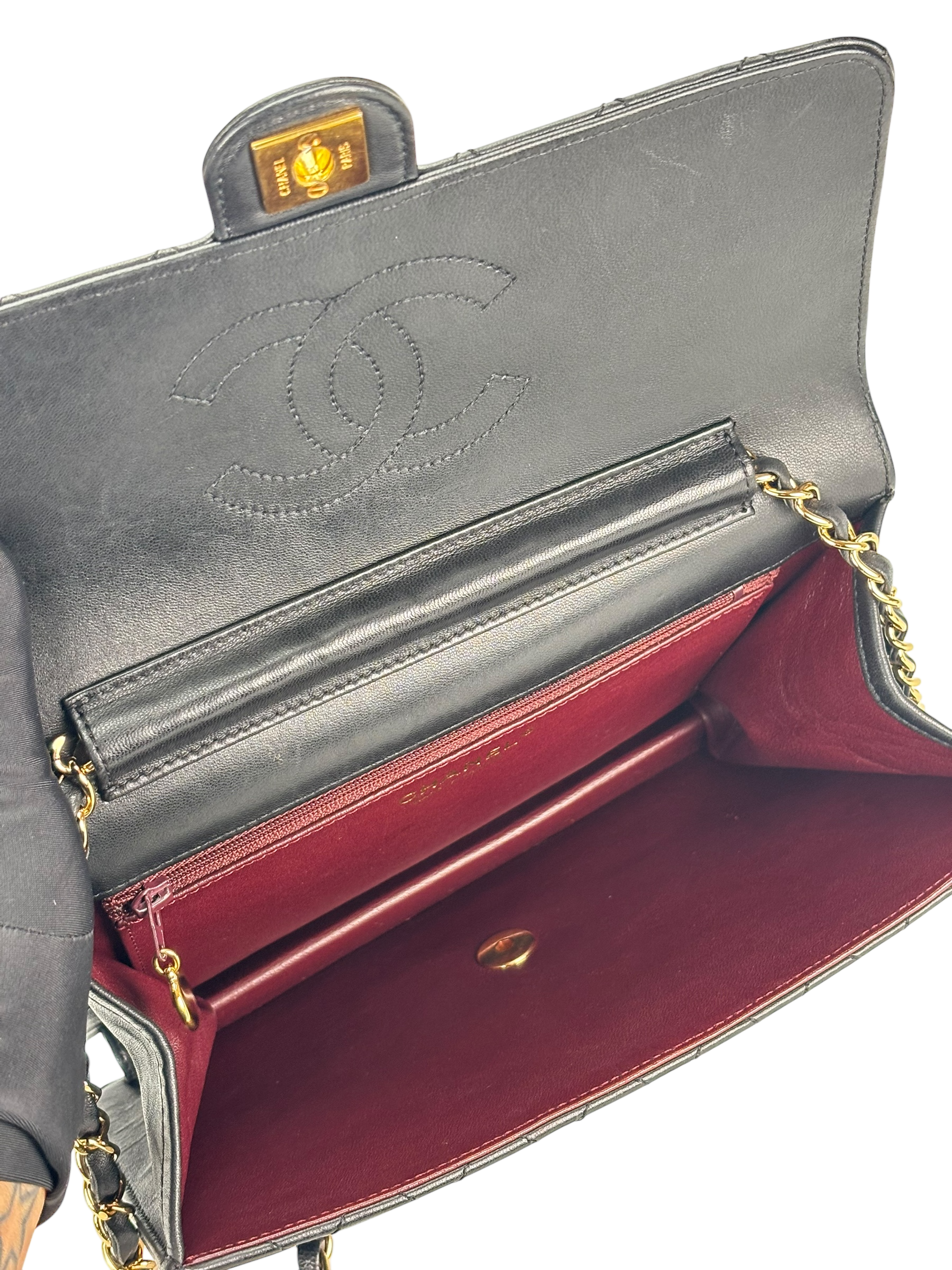 CHANEL - Black Lambskin Jumbo Flap Bag 25