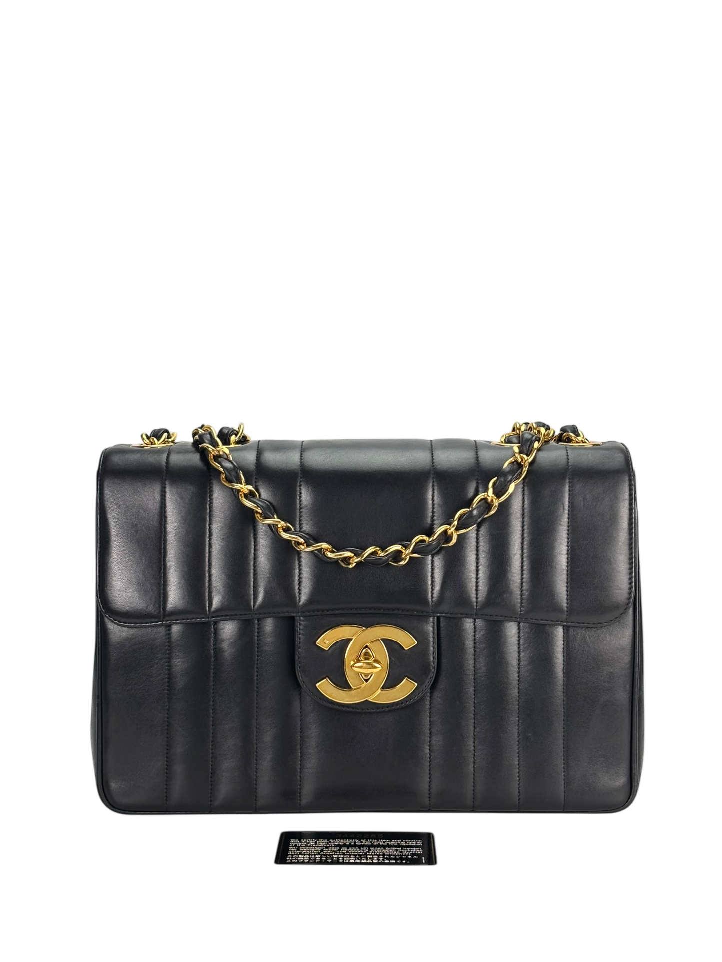 CHANEL - Black Lambskin Mademoiselle Jumbo Flap Bag 30