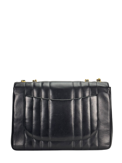 CHANEL - Black Lambskin Mademoiselle Jumbo Flap Bag 30