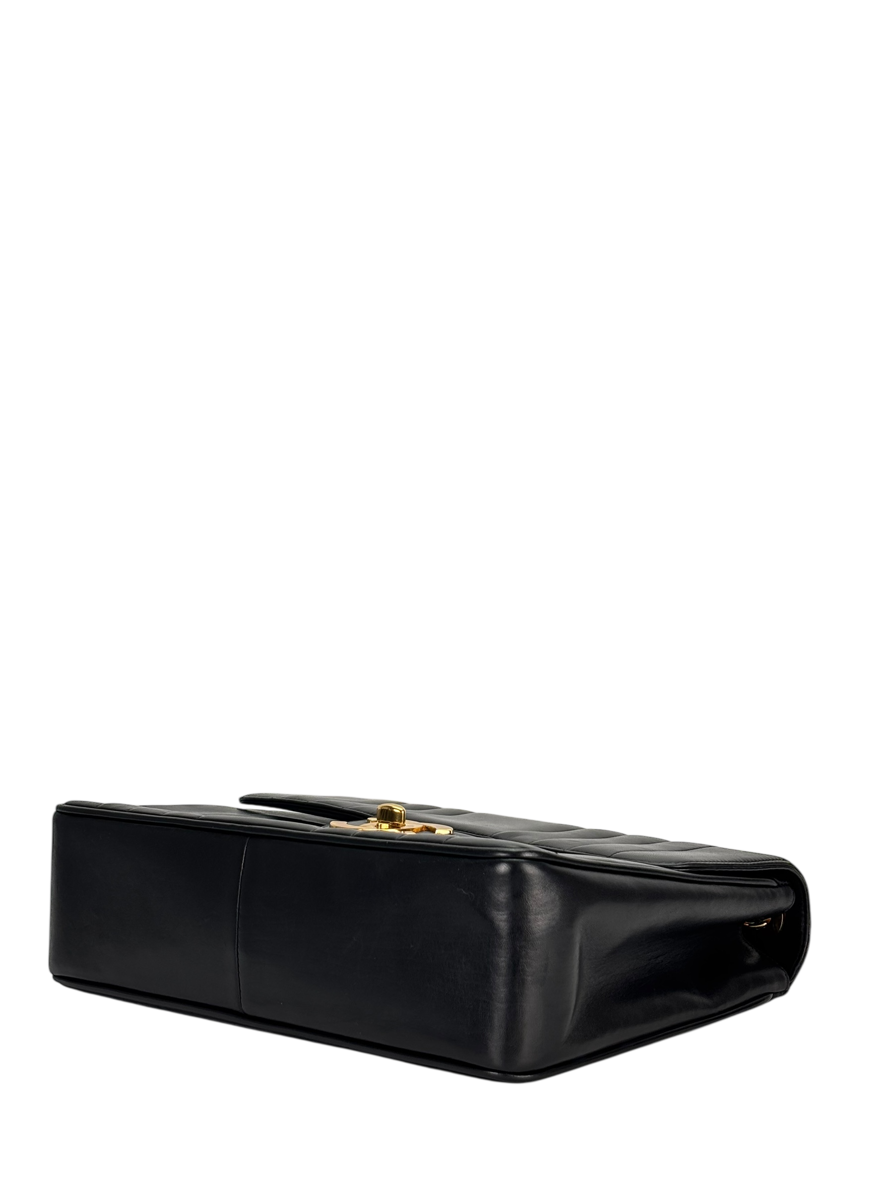 CHANEL - Black Lambskin Mademoiselle Jumbo Flap Bag 30