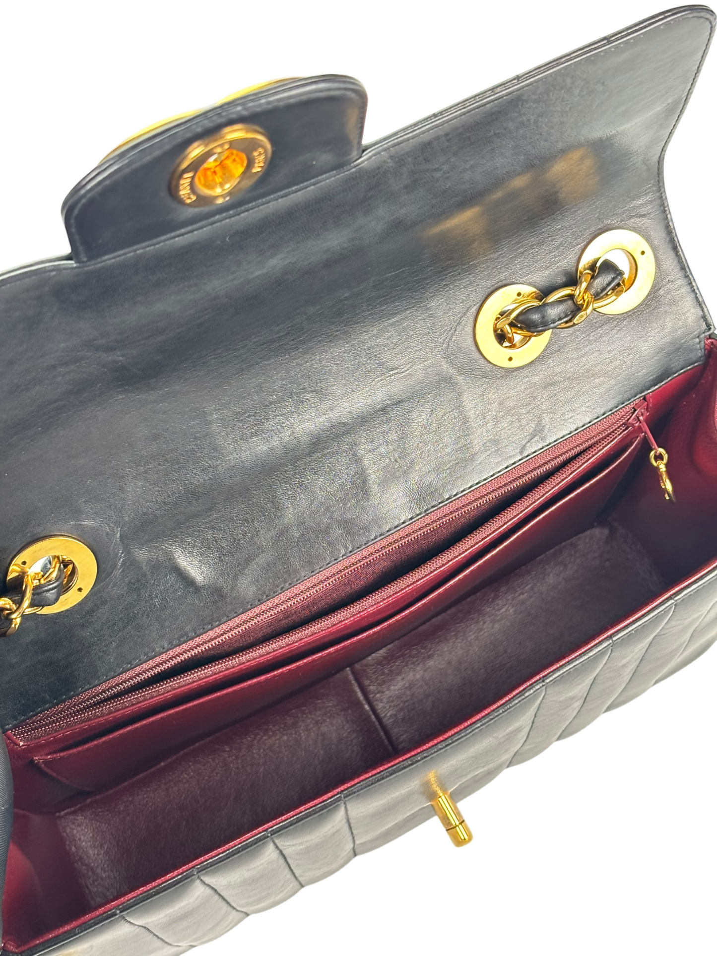 CHANEL - Black Lambskin Mademoiselle Jumbo Flap Bag 30