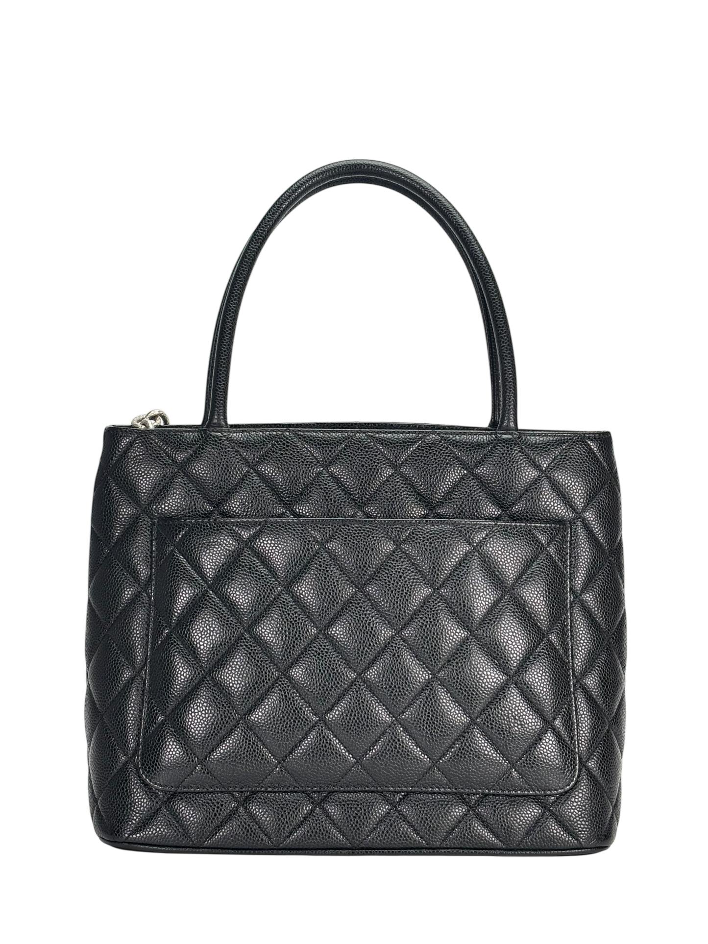 CHANEL - Black Caviar Medallion Tote Handbag