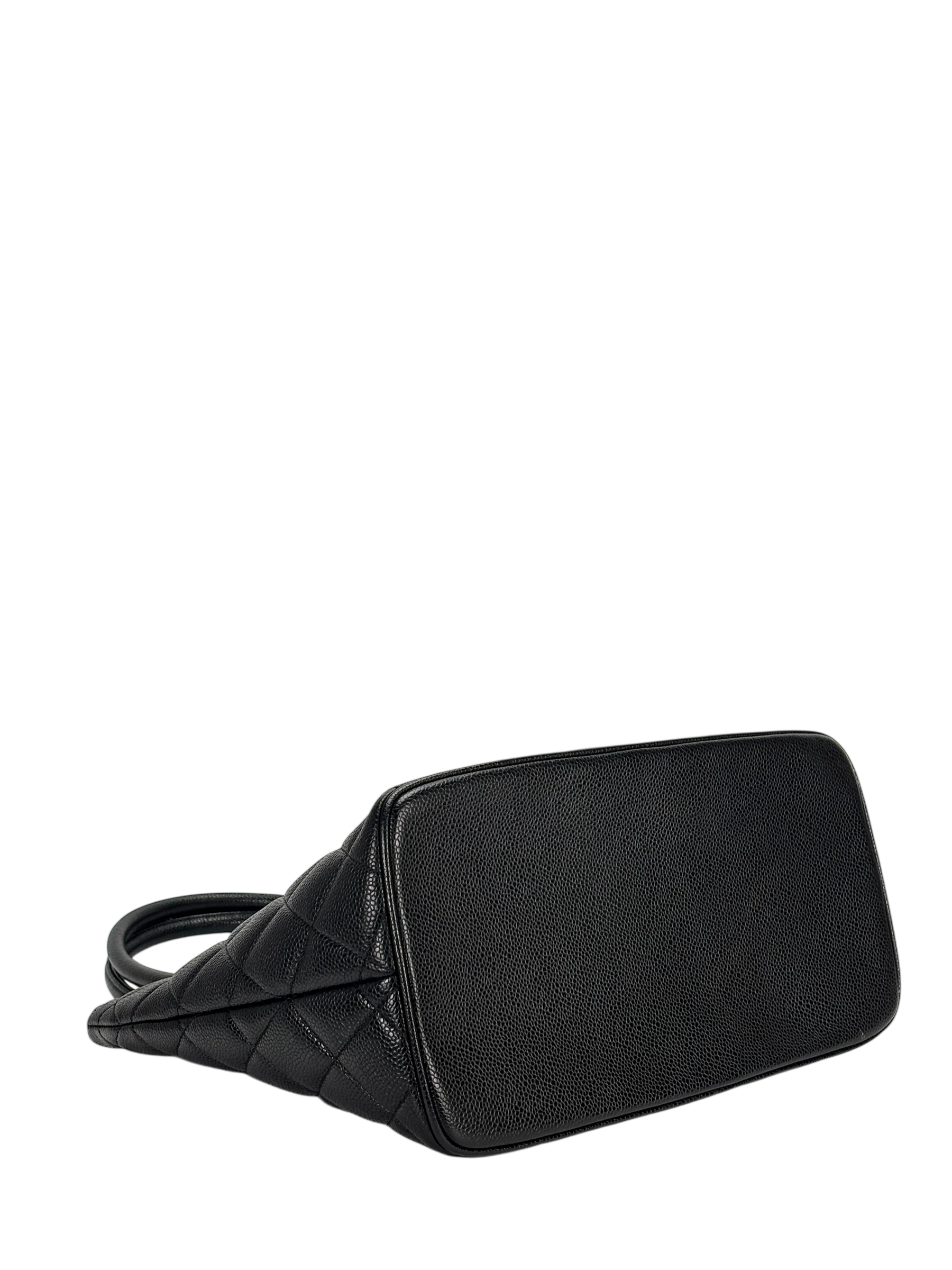 CHANEL - Black Caviar Medallion Tote Handbag