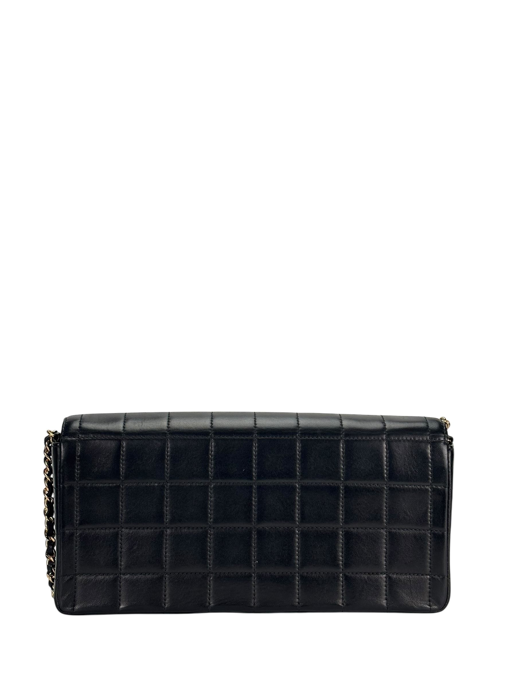 CHANEL - Black Lambskin East West Chocolate Bar Flap Bag