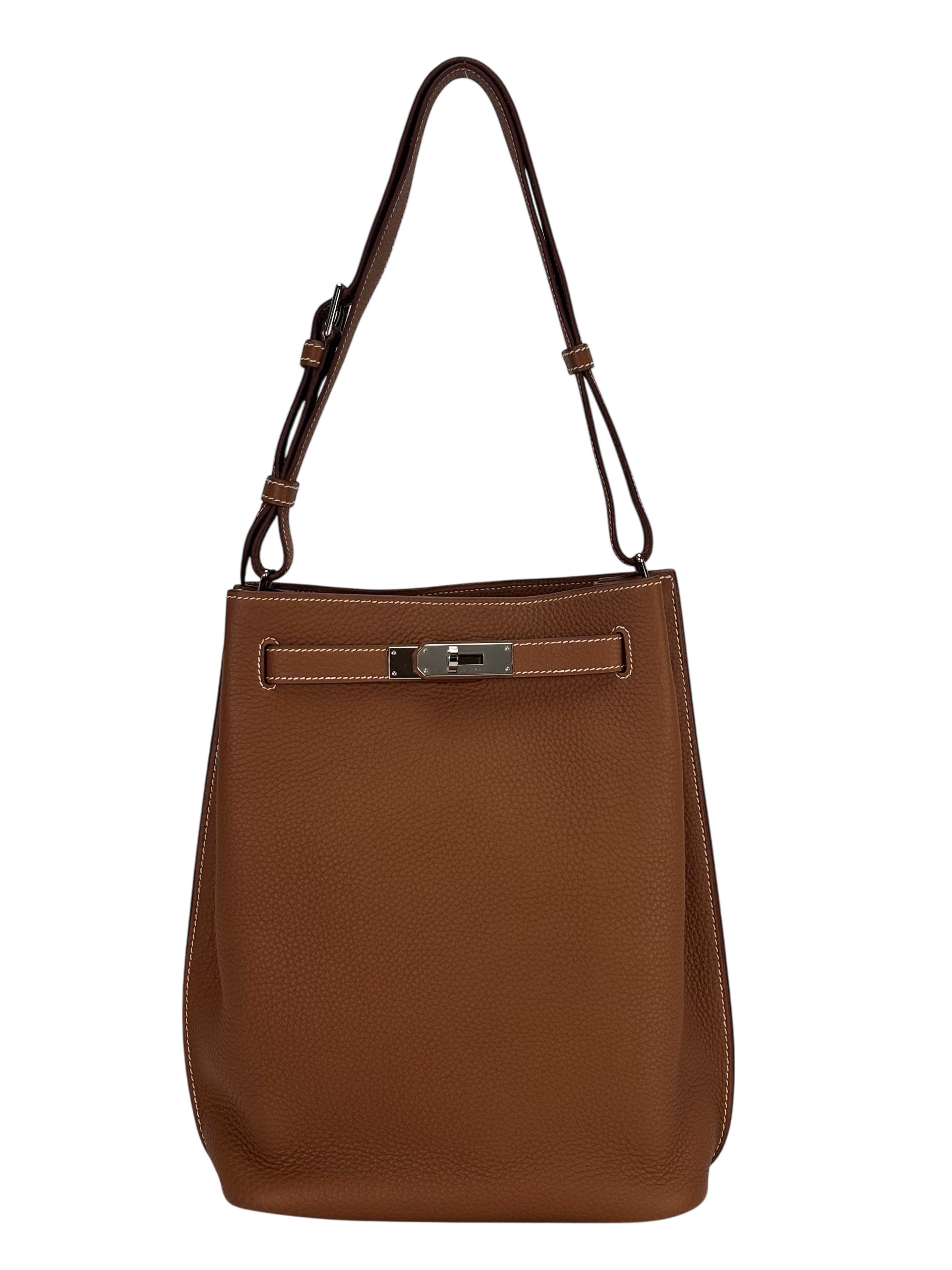 HERMES - So Kelly Shoulder Bag 37 Gold Togo Palladium Hardware
