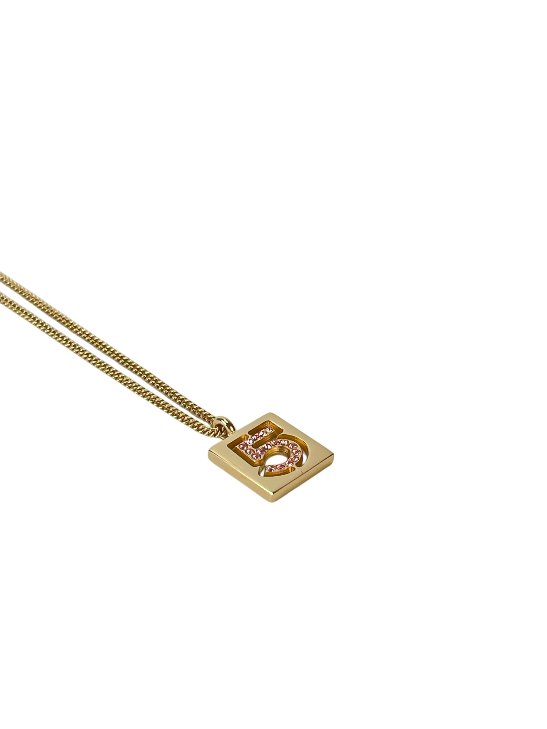 CHANEL - 02P Gold No.5 Rhinestone Pendant Necklace