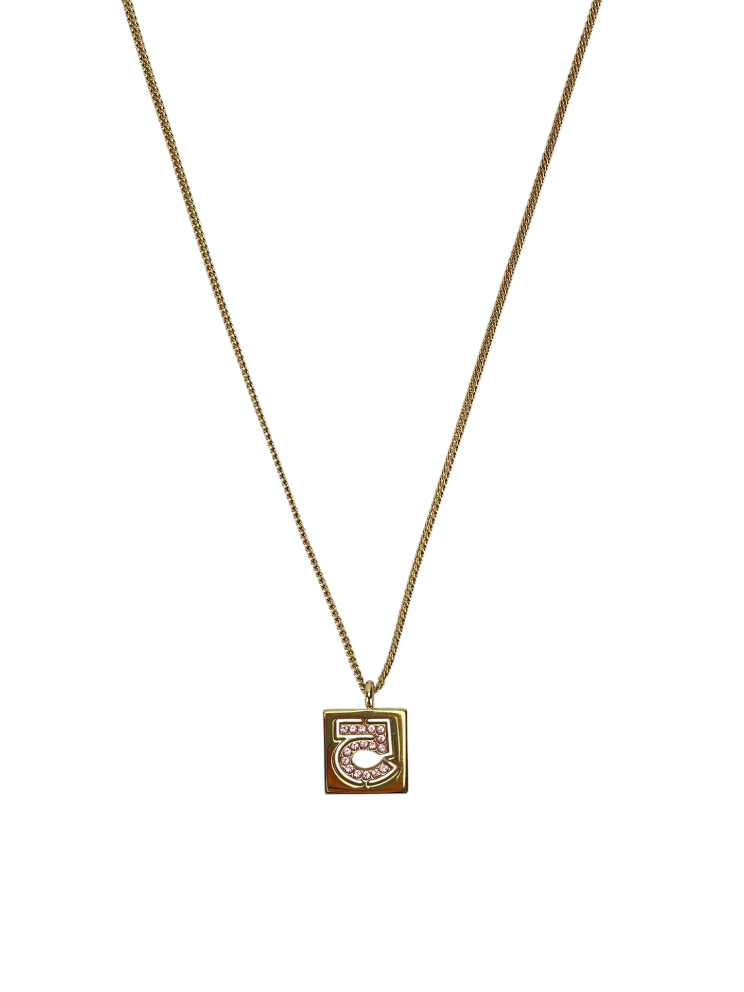 CHANEL - 02P Gold No.5 Rhinestone Pendant Necklace