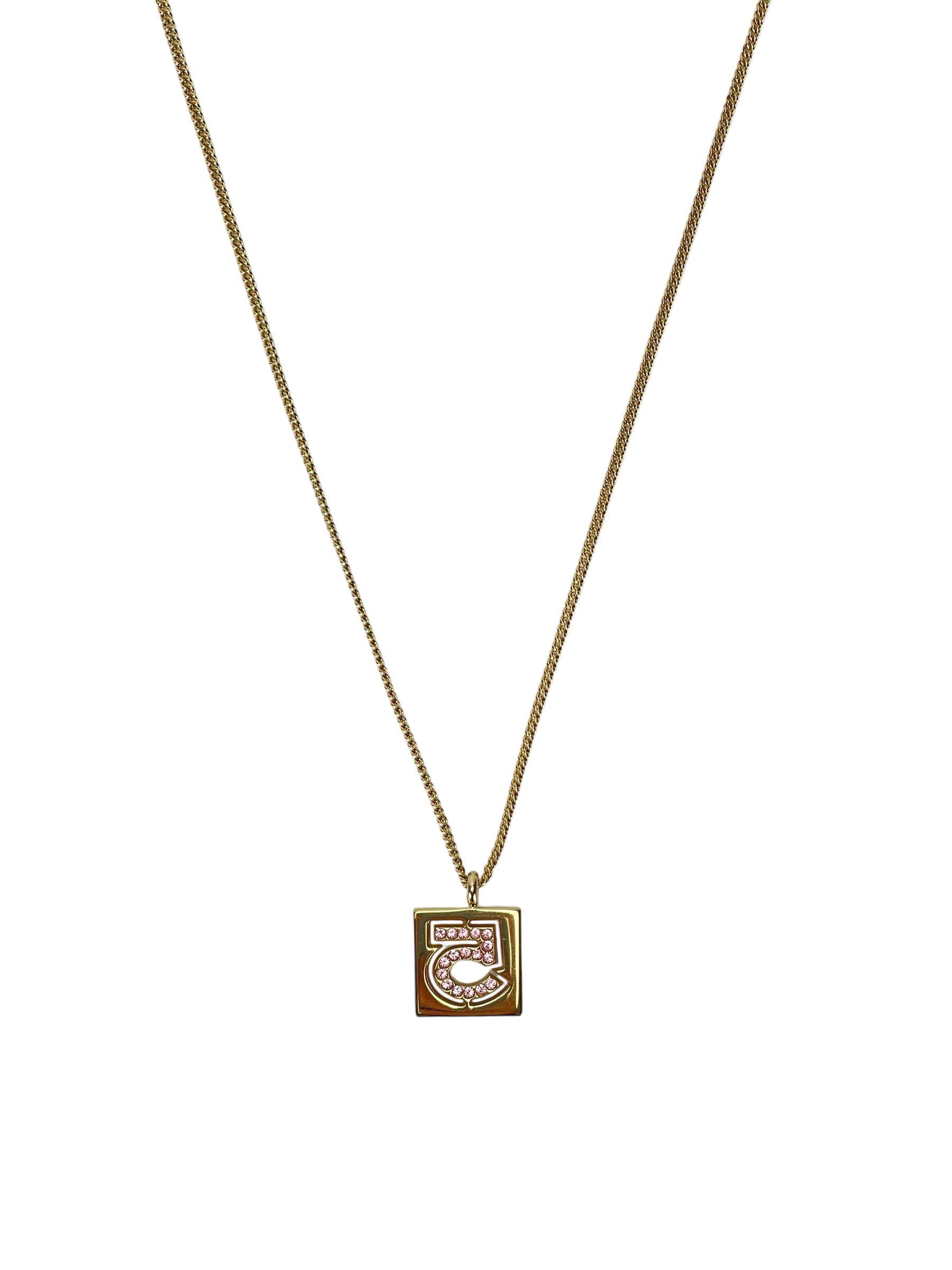 CHANEL - 02P Gold No.5 Rhinestone Pendant Necklace