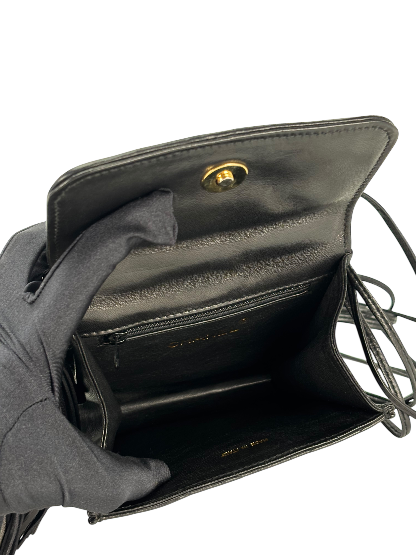 CHANEL - Mini Black Lambskin CC Leather Shoulder Bag