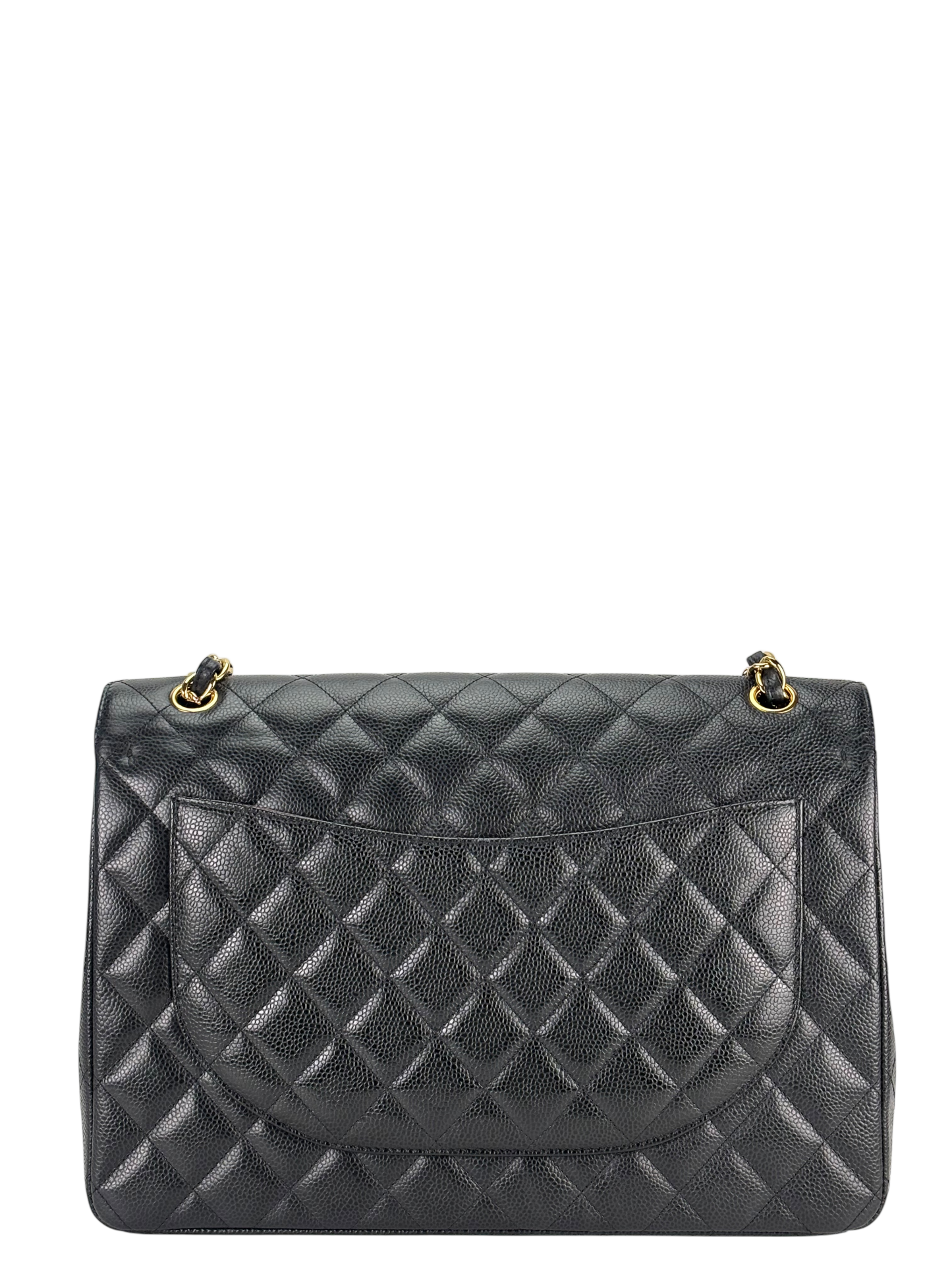 CHANEL - Black Caviar Jumbo Quilted Maxi Single Flap Bag