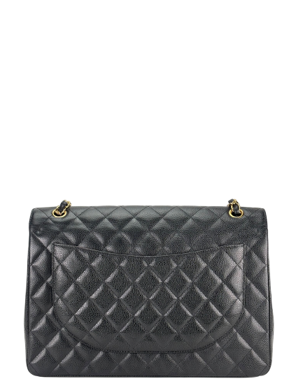 CHANEL - Black Caviar Jumbo Quilted Maxi Single Flap Bag