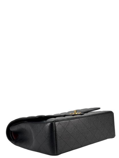 CHANEL - Black Caviar Jumbo Quilted Maxi Single Flap Bag