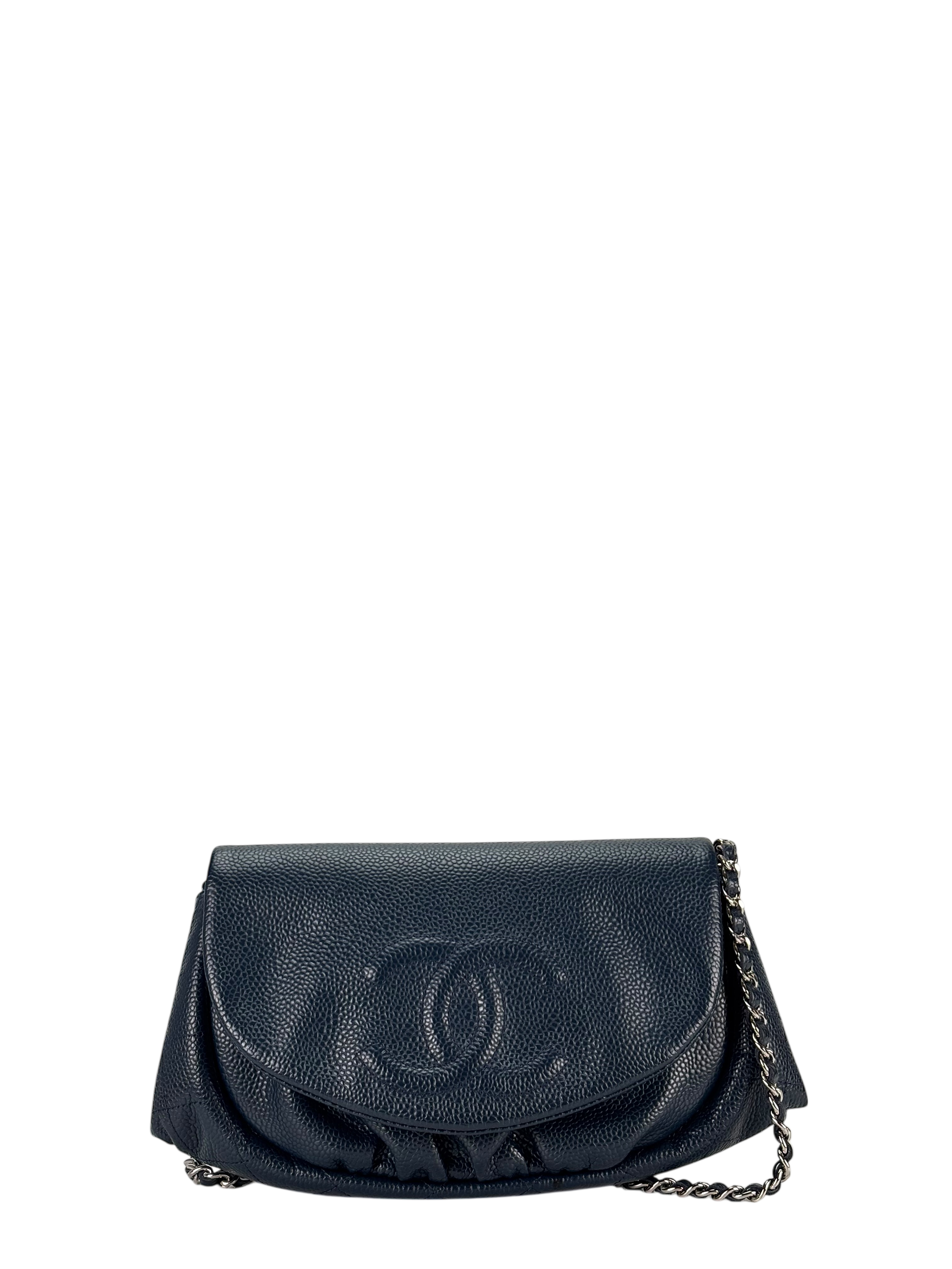 CHANEL - Blue Caviar Half Moon WOC Clutch Bag