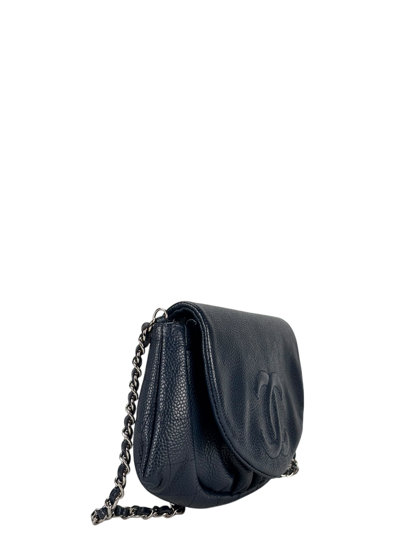 CHANEL - Blue Caviar Half Moon WOC Clutch Bag