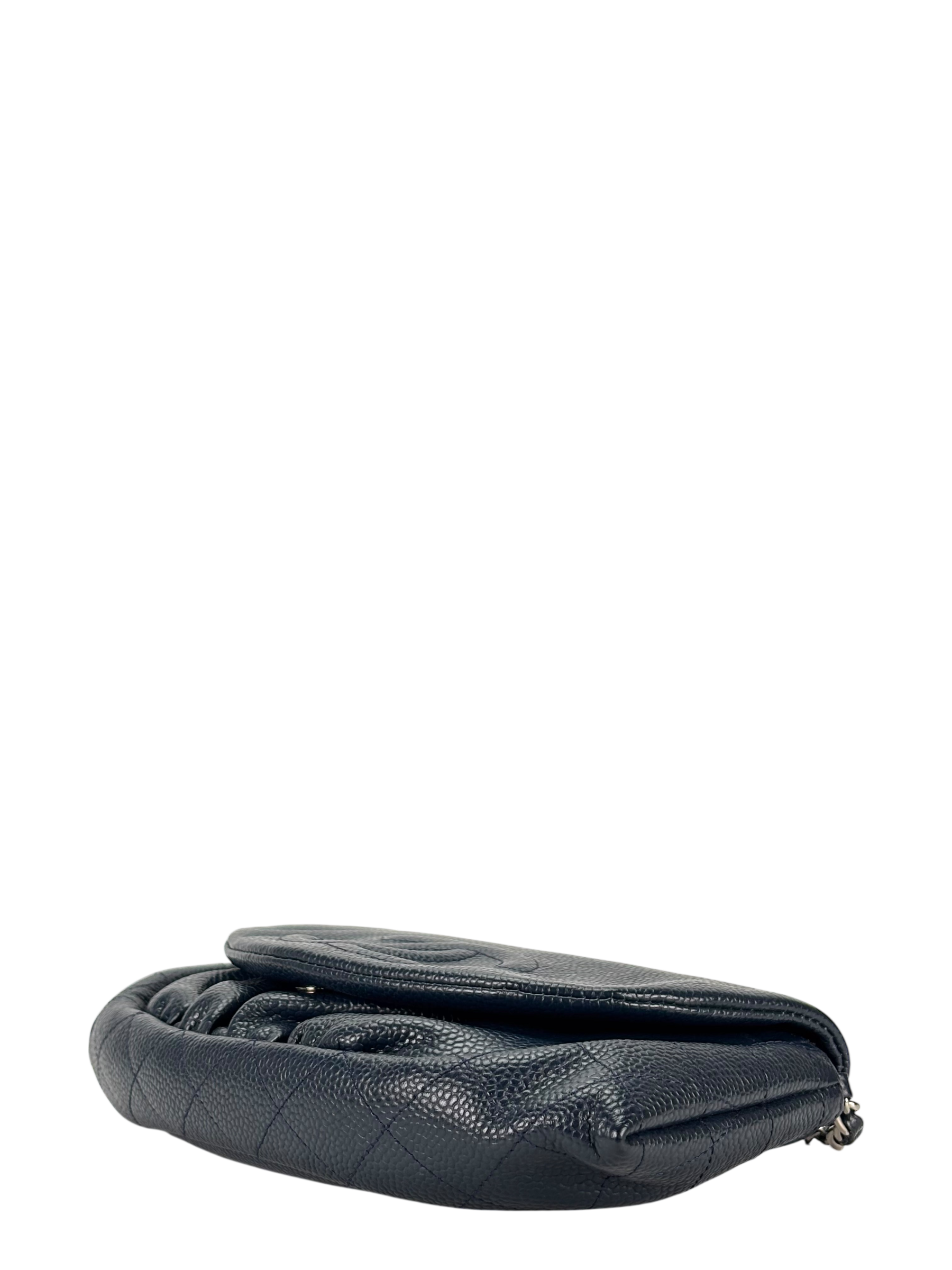CHANEL - Blue Caviar Half Moon WOC Clutch Bag