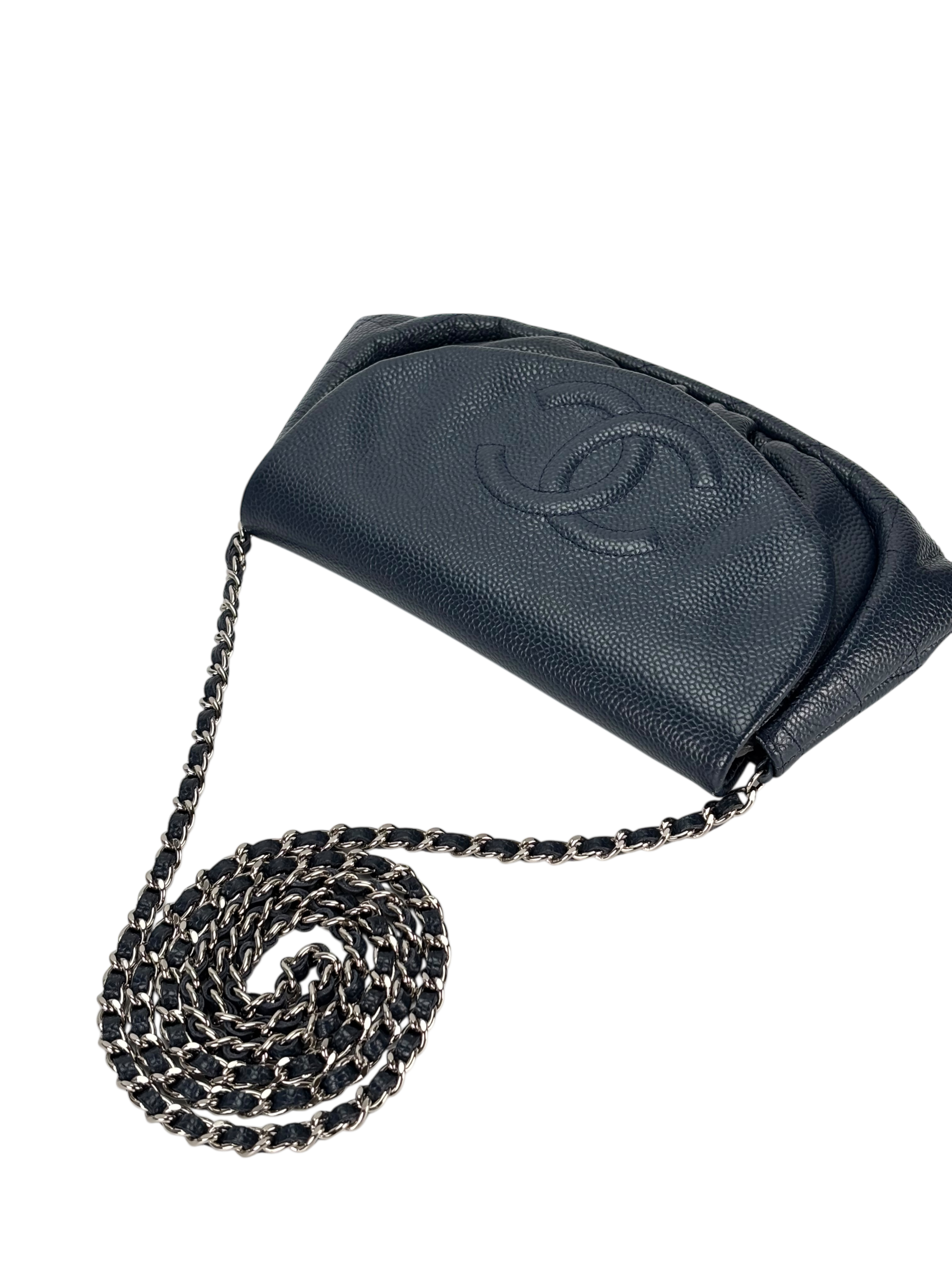 CHANEL - Blue Caviar Half Moon WOC Clutch Bag