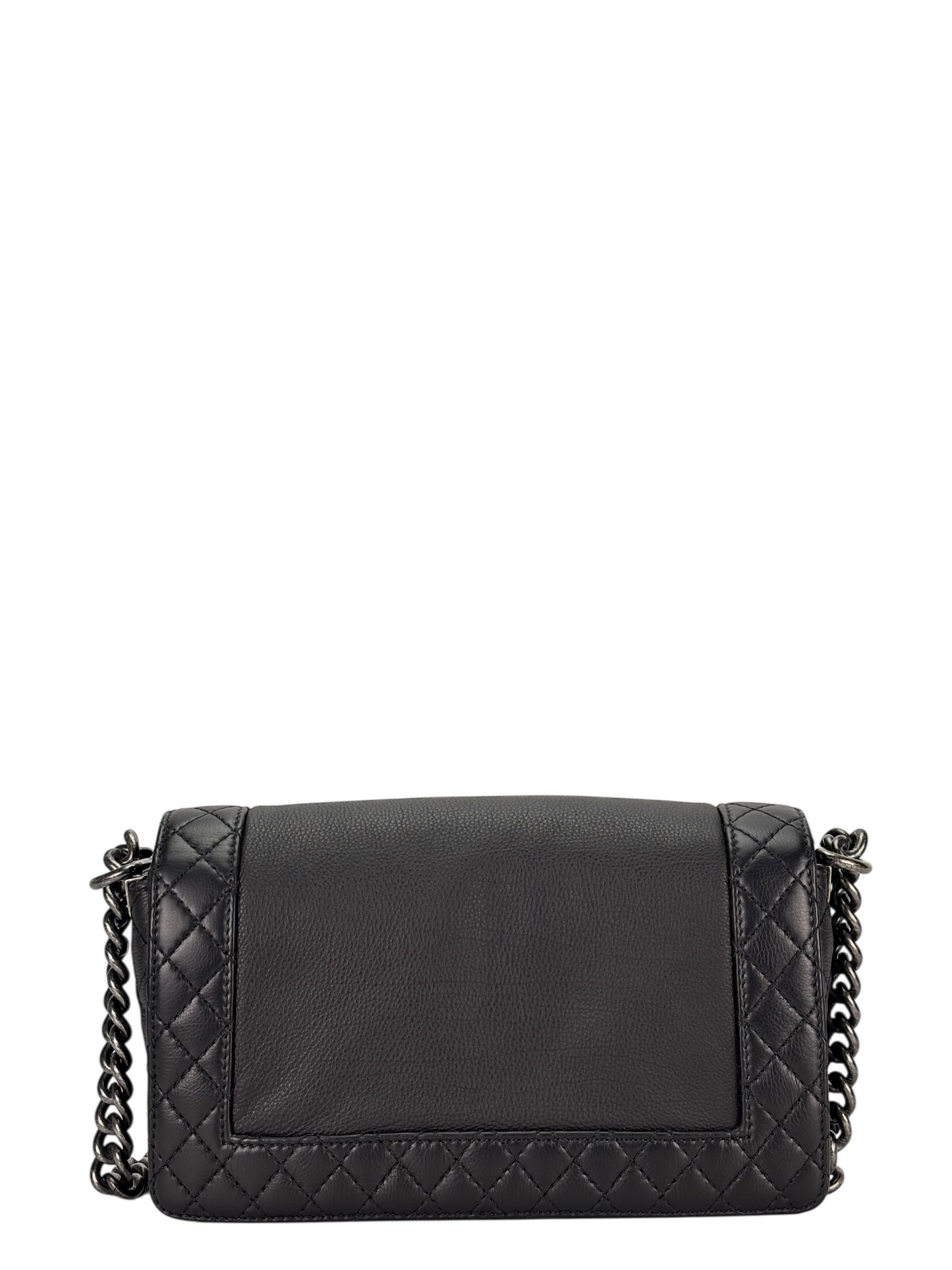 CHANEL - Black Caviar Boy 30 Lambskin Chain Shoulder Gunmetallic Hardware Bag