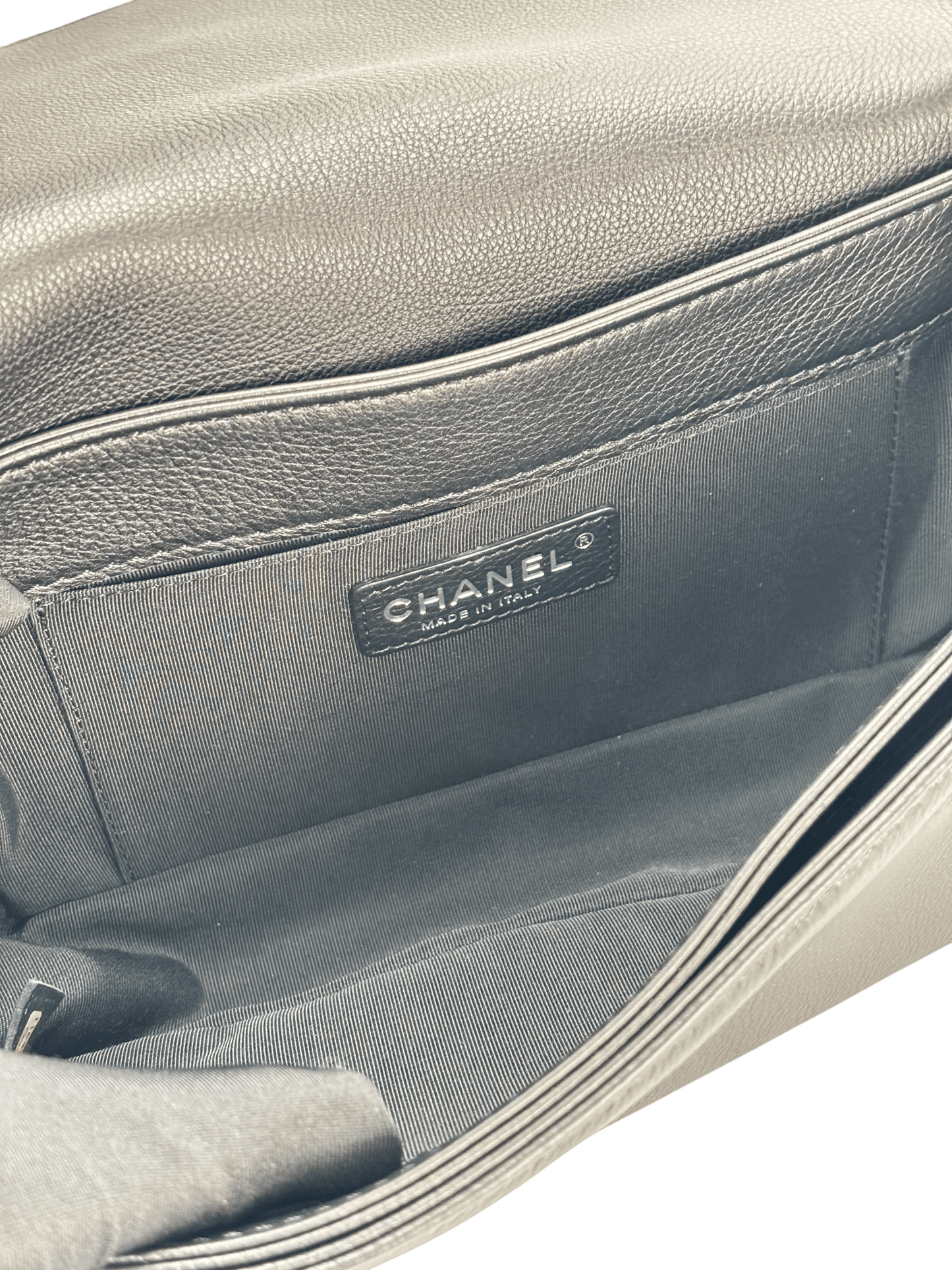 CHANEL - Black Caviar Boy 30 Lambskin Chain Shoulder Gunmetallic Hardware Bag