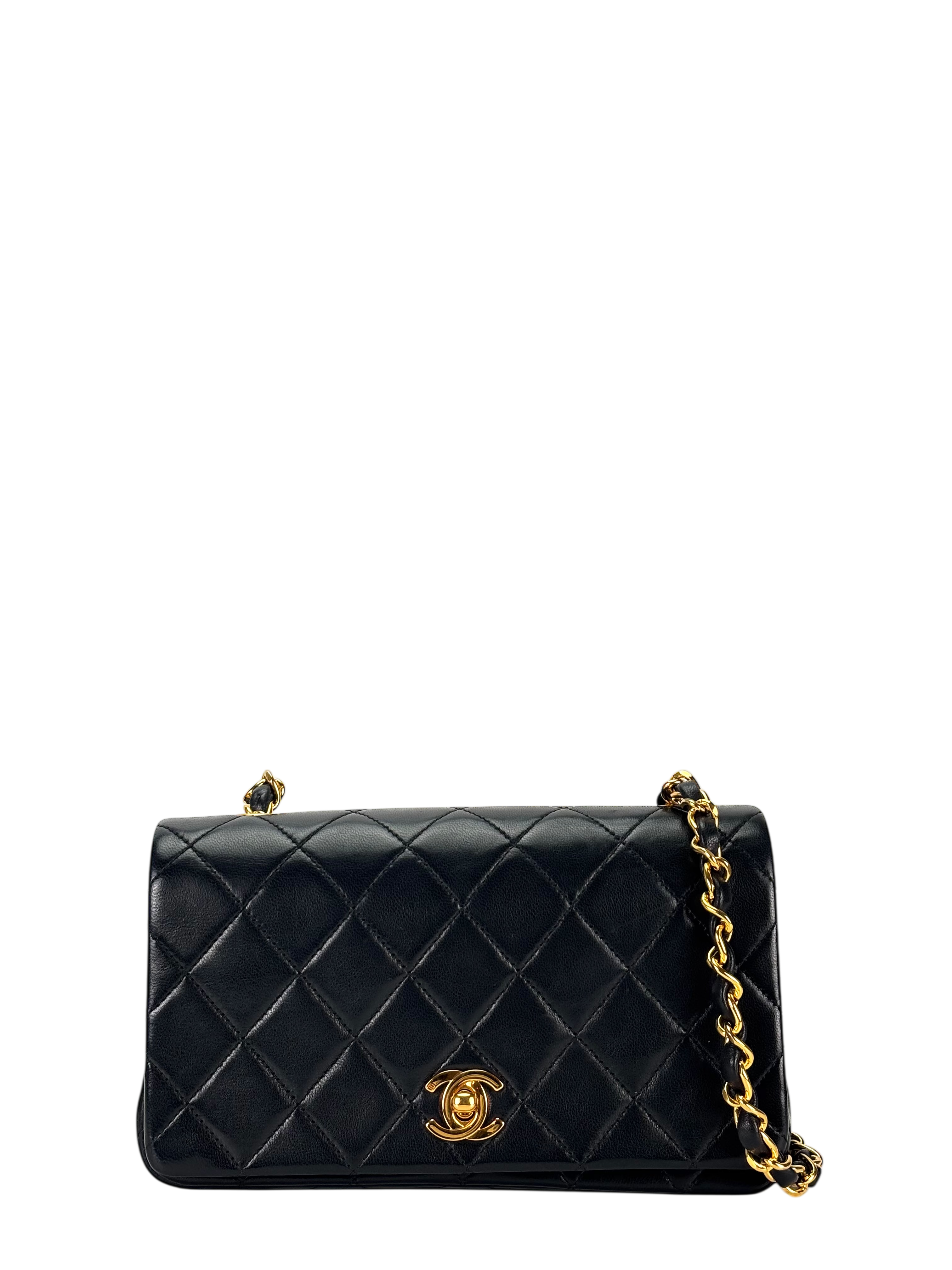 CHANEL - Black Lambskin Crossbody Shoulder Bag