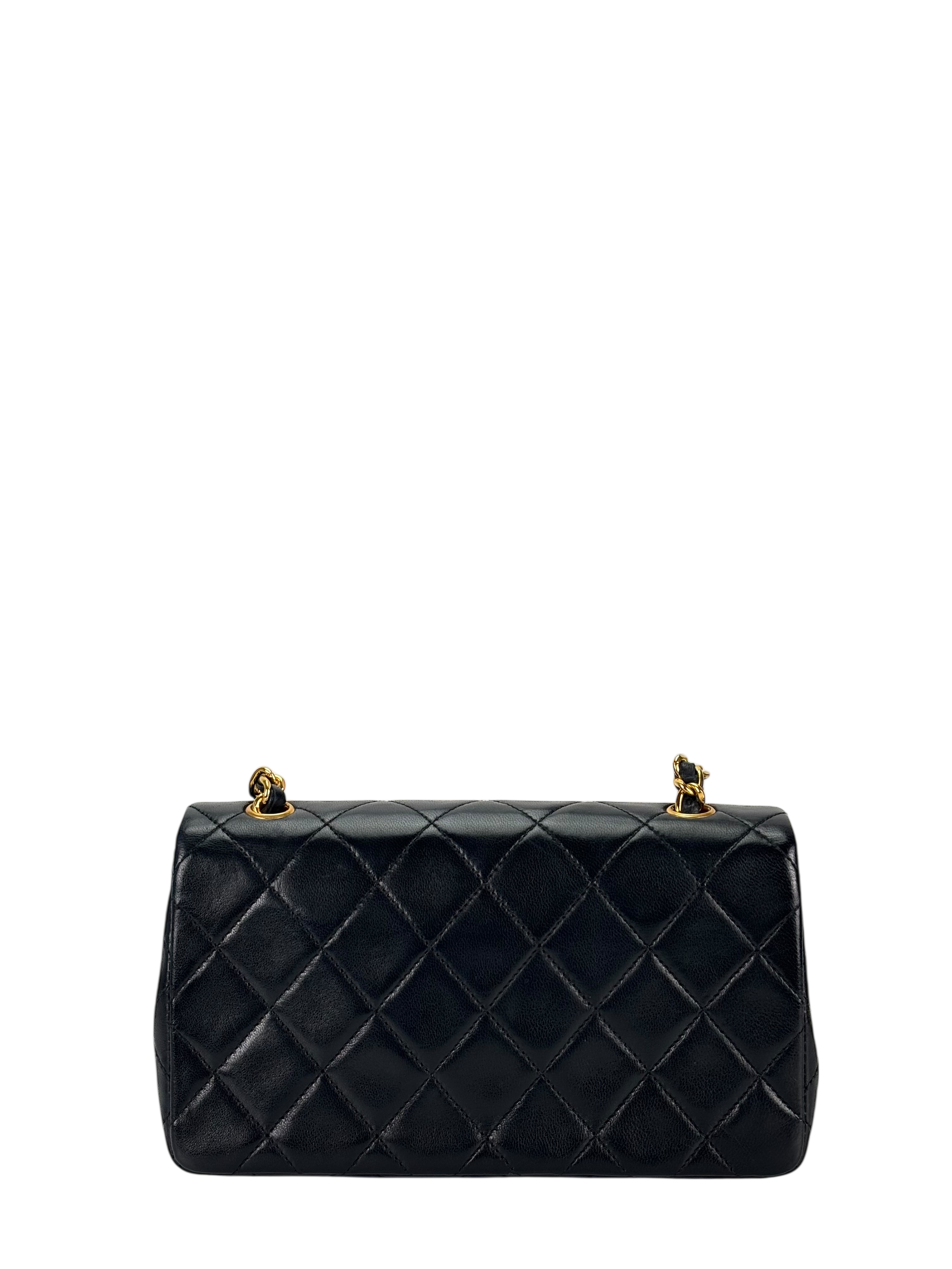 CHANEL - Black Lambskin Crossbody Shoulder Bag