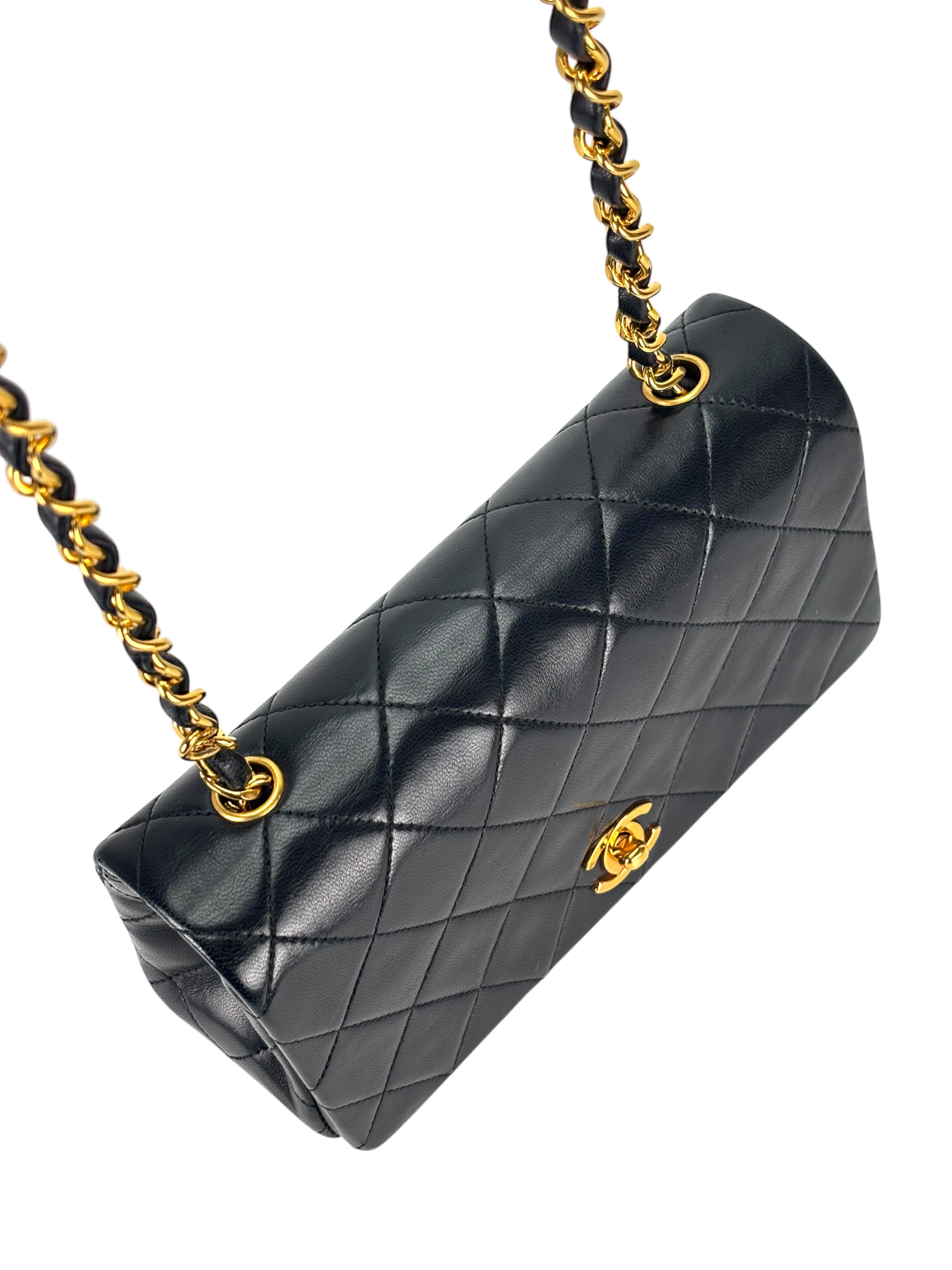 CHANEL - Black Lambskin Crossbody Shoulder Bag