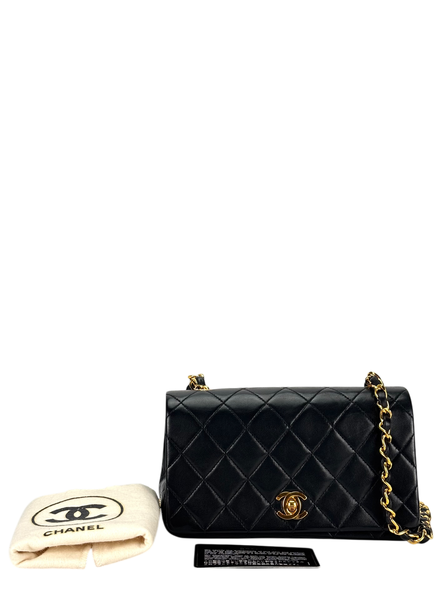 CHANEL - Black Lambskin Crossbody Shoulder Bag