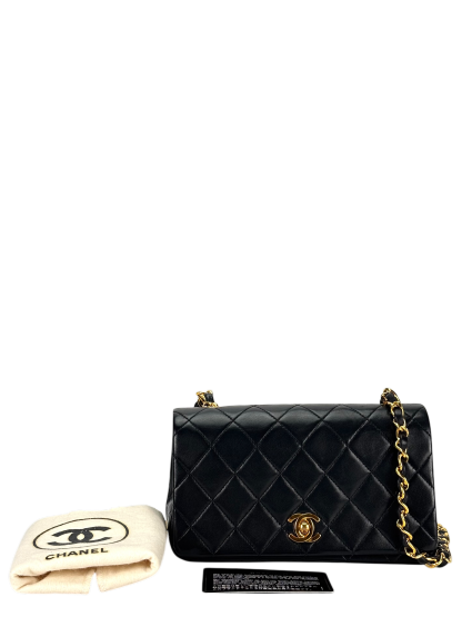 CHANEL - Black Lambskin Crossbody Shoulder Bag