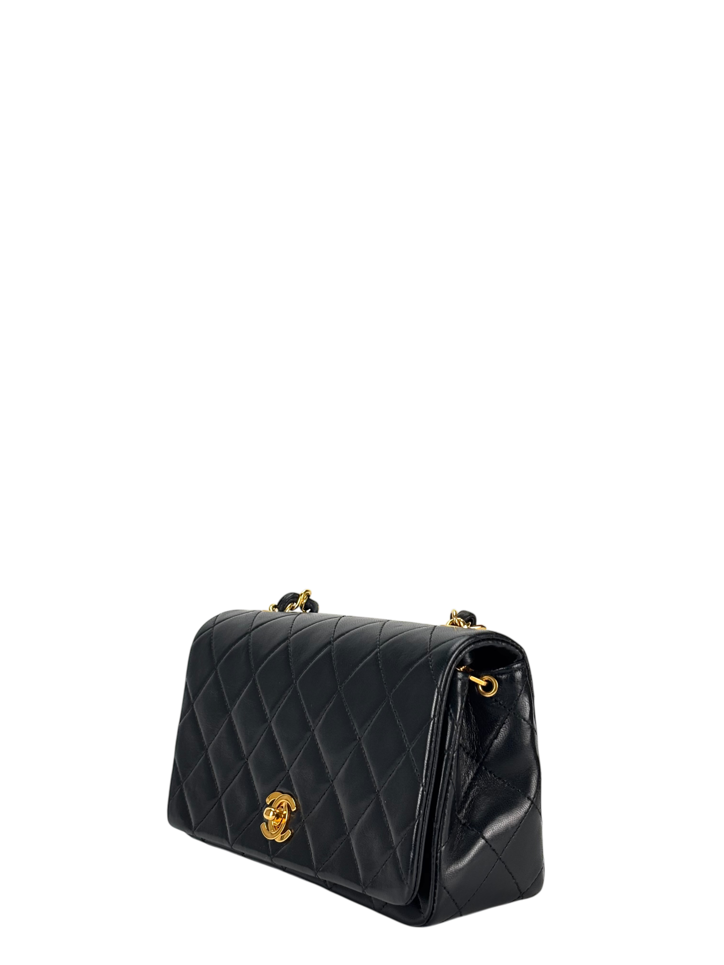 CHANEL - Black Lambskin Crossbody Shoulder Bag