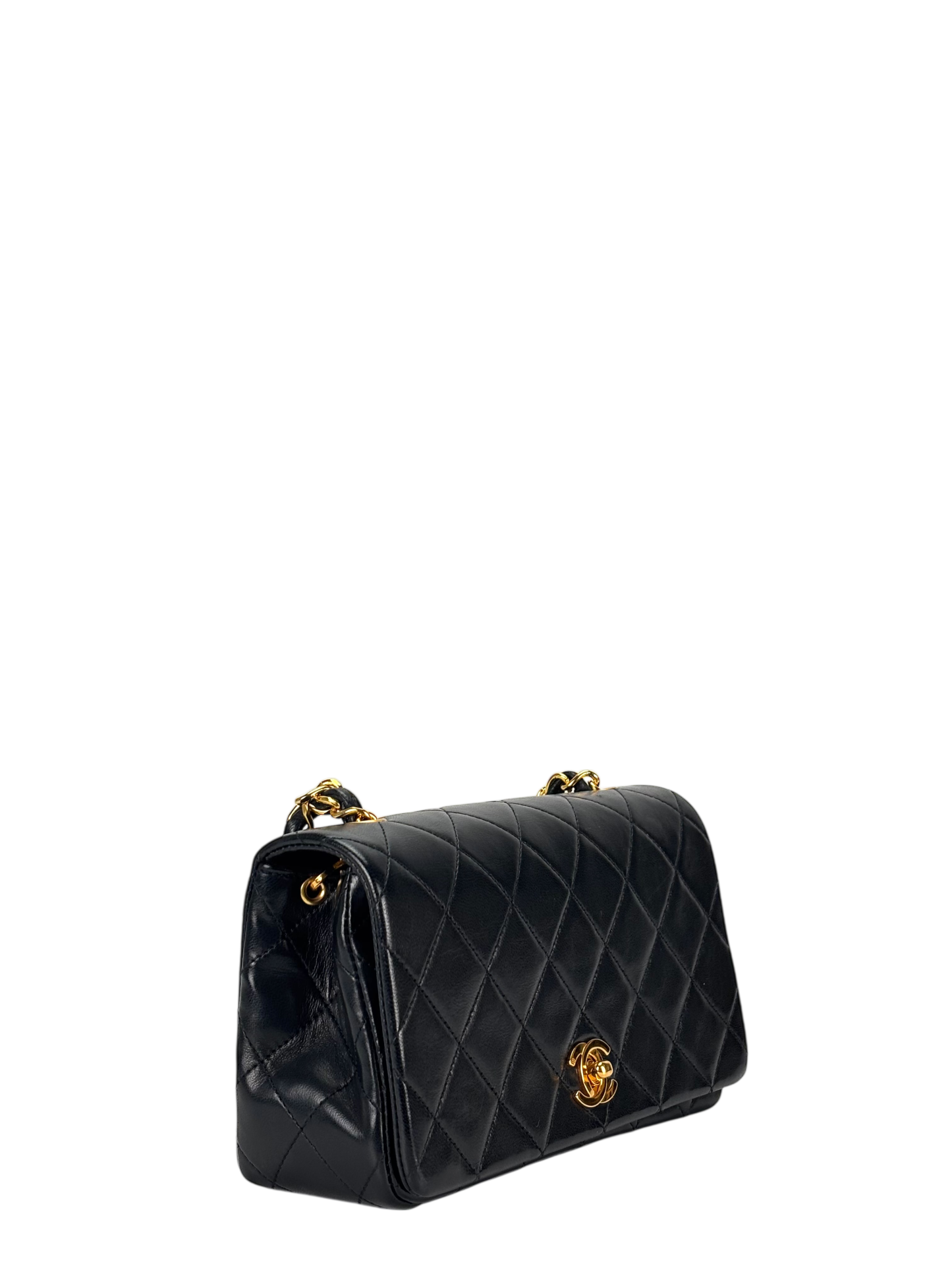 CHANEL - Black Lambskin Crossbody Shoulder Bag