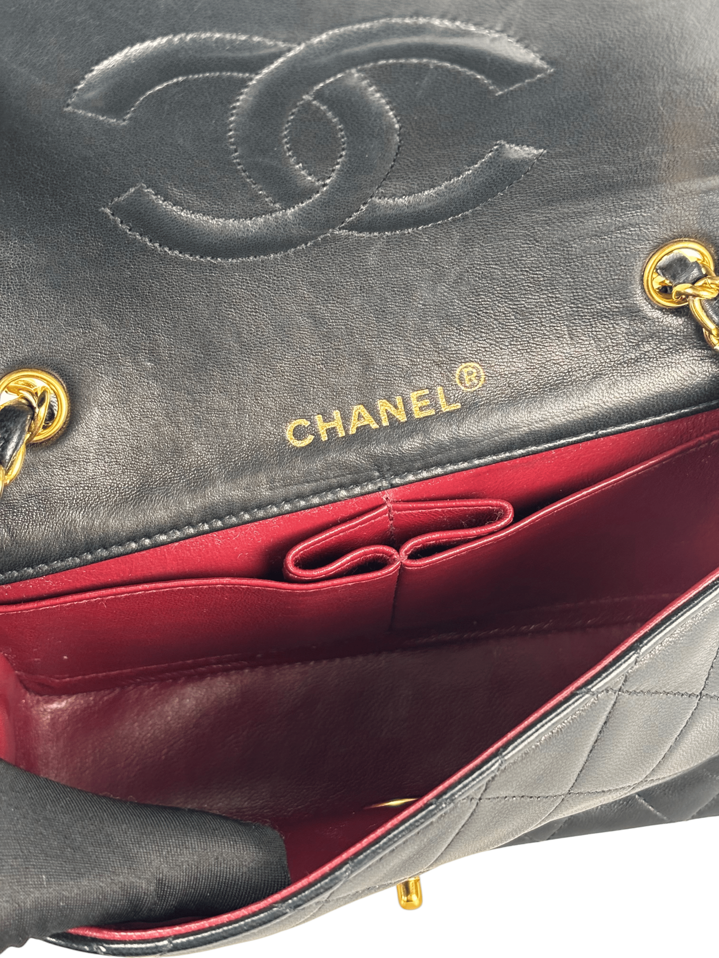 CHANEL - Black Lambskin Crossbody Shoulder Bag