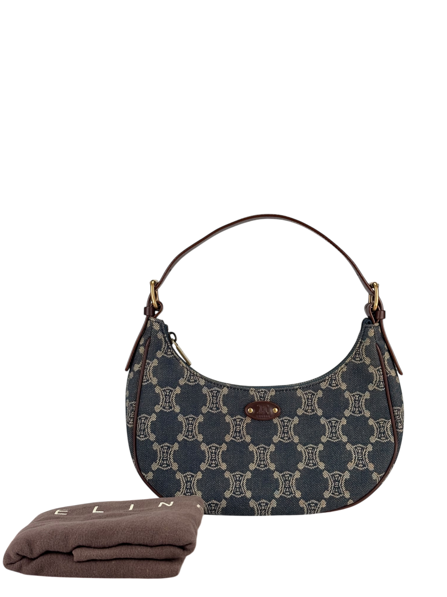 CELINE - Blue Denim Paris Macadam Shoulder Bag