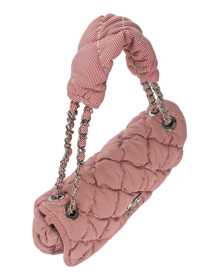 CHANEL - Red Nylon Bobble Quilt Chain Shoulder Bag