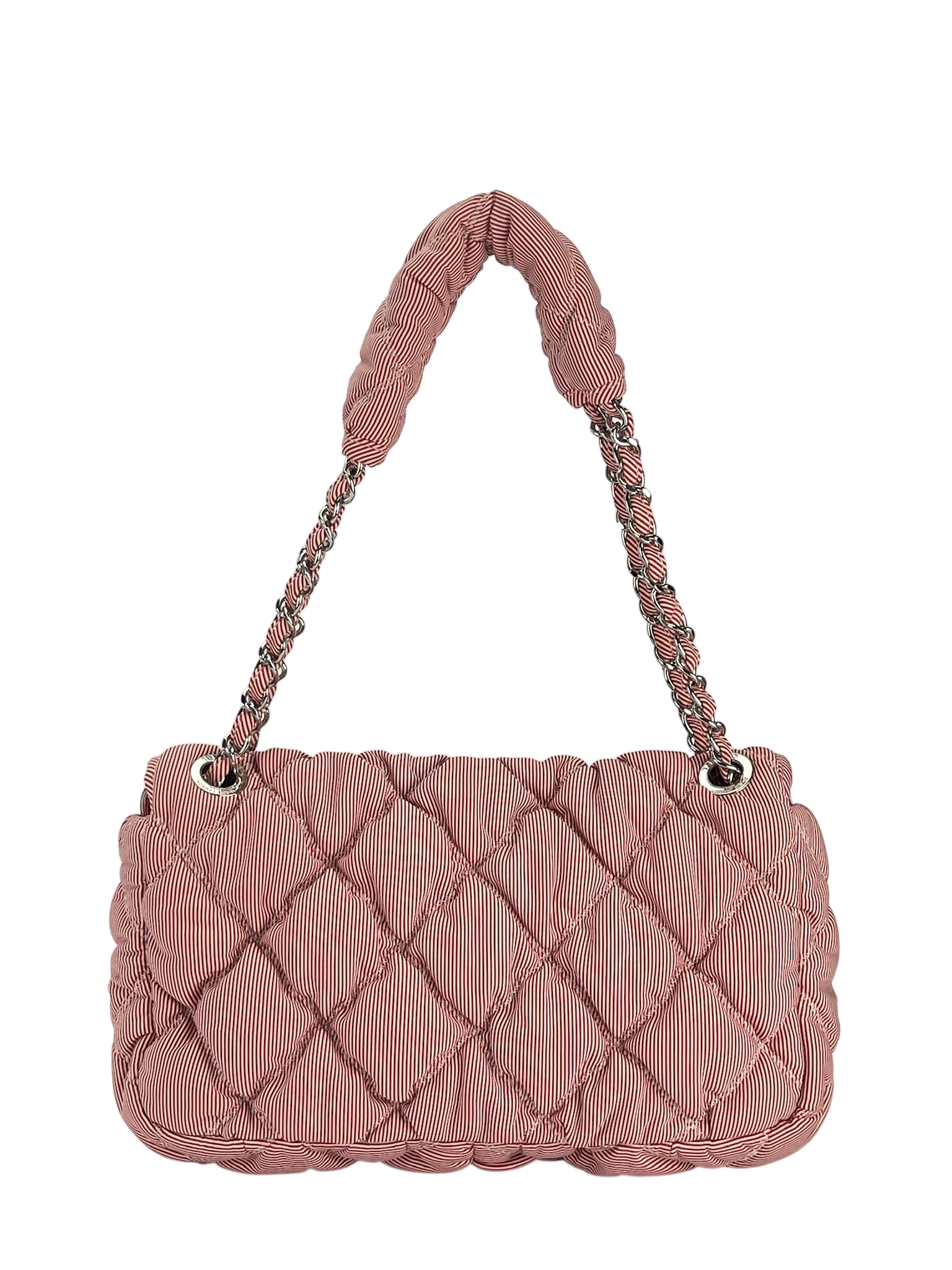 CHANEL - Red Nylon Bobble Quilt Chain Shoulder Bag