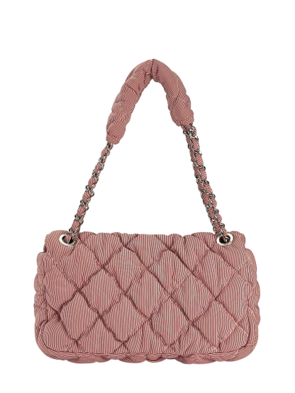 CHANEL - Red Nylon Bobble Quilt Chain Shoulder Bag