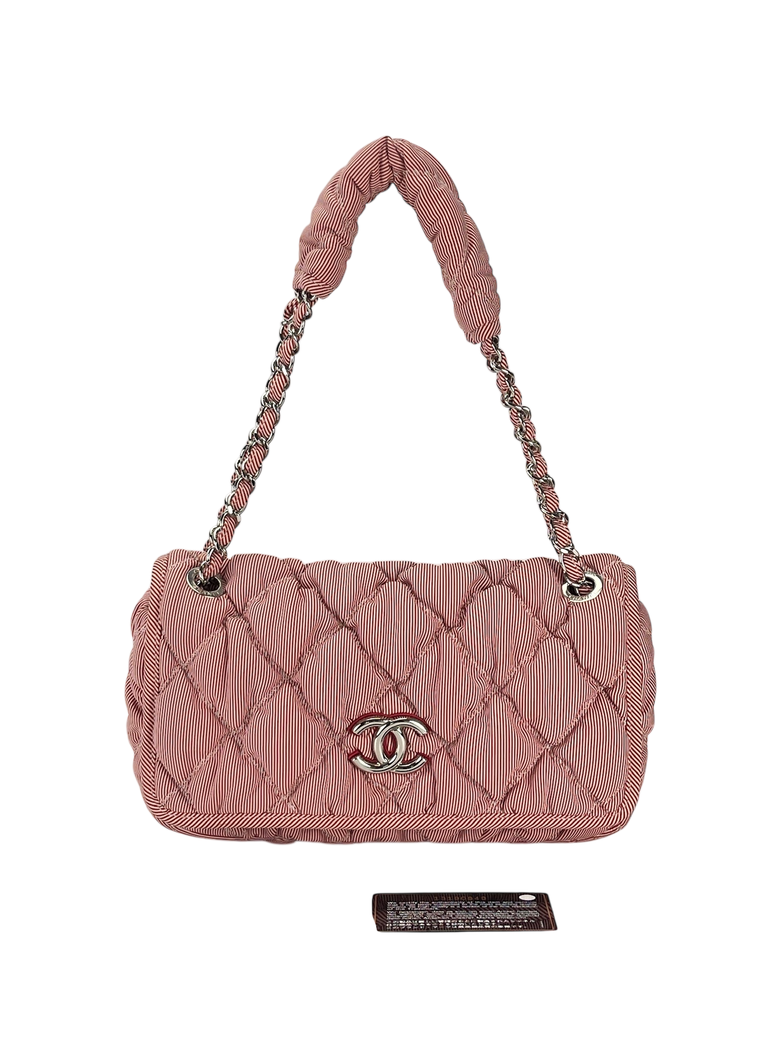 CHANEL - Red Nylon Bobble Quilt Chain Shoulder Bag