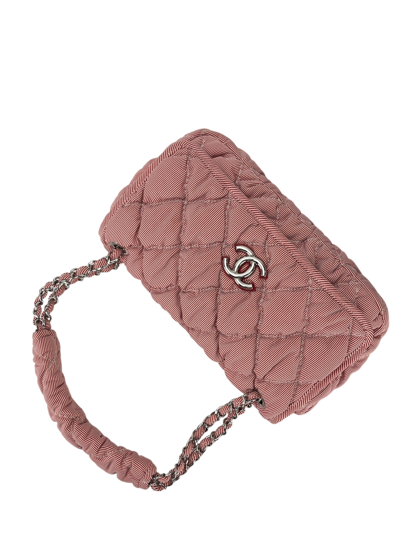 CHANEL - Red Nylon Bobble Quilt Chain Shoulder Bag