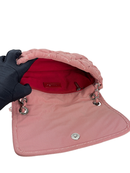 CHANEL - Red Nylon Bobble Quilt Chain Shoulder Bag