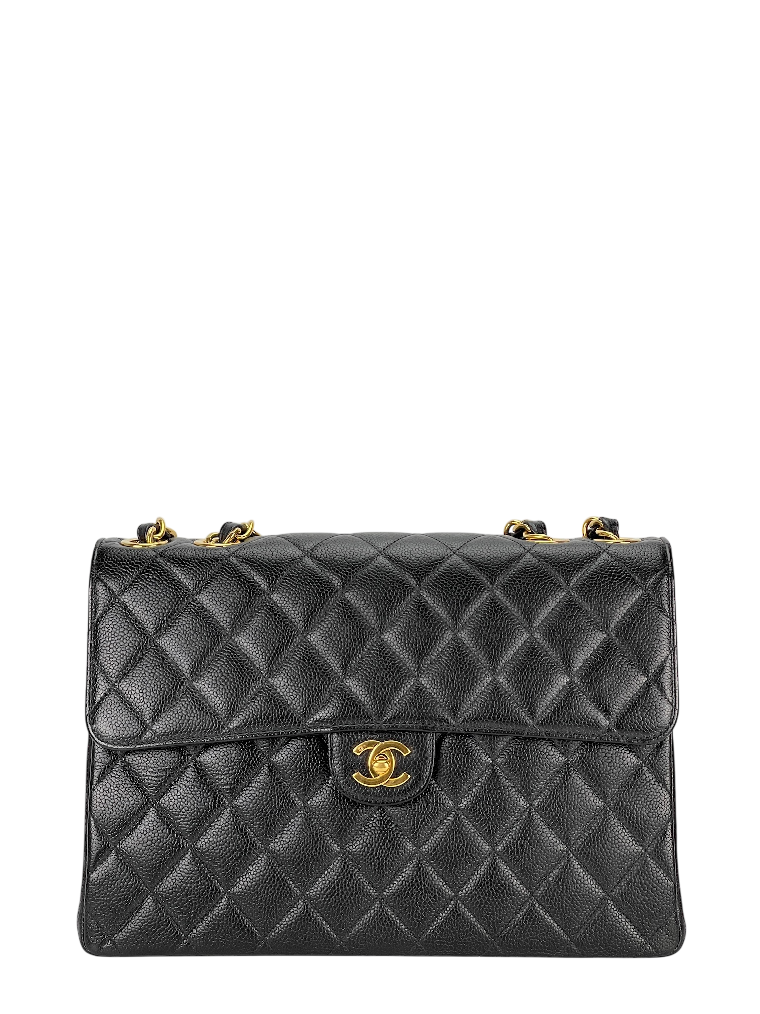 CHANEL - Black Caviar Jumbo Flap Bag 30