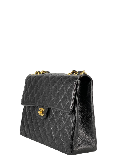 CHANEL - Black Caviar Jumbo Flap Bag 30
