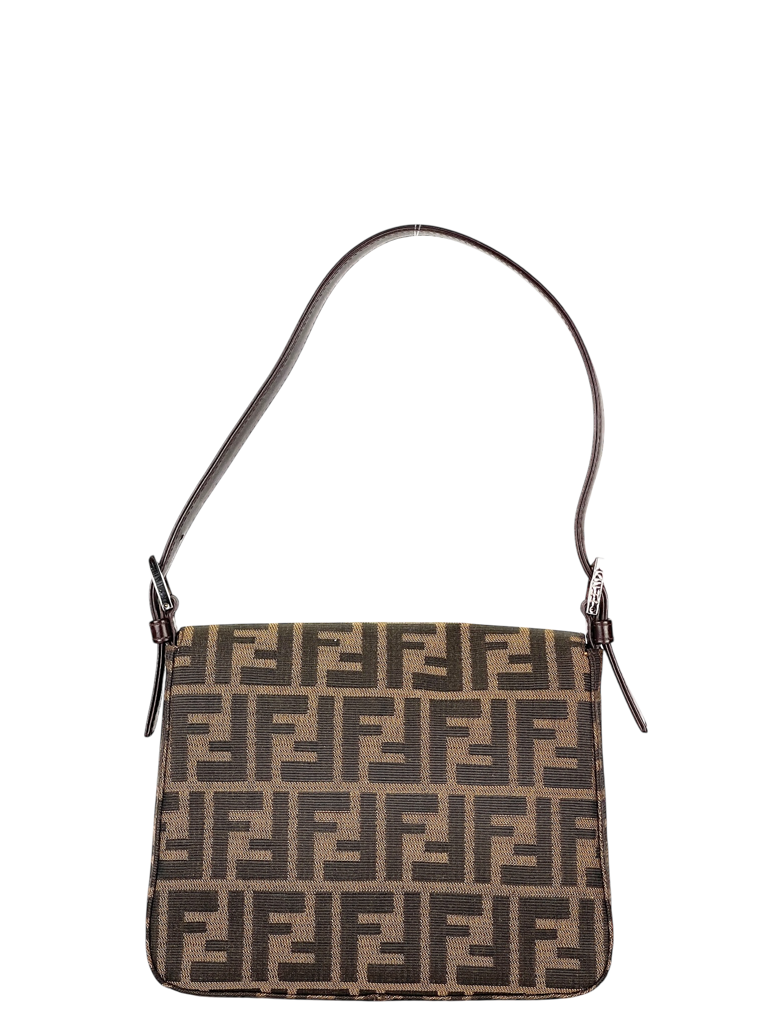 FENDI - Beige Zucca Canvas Leather Handbag 