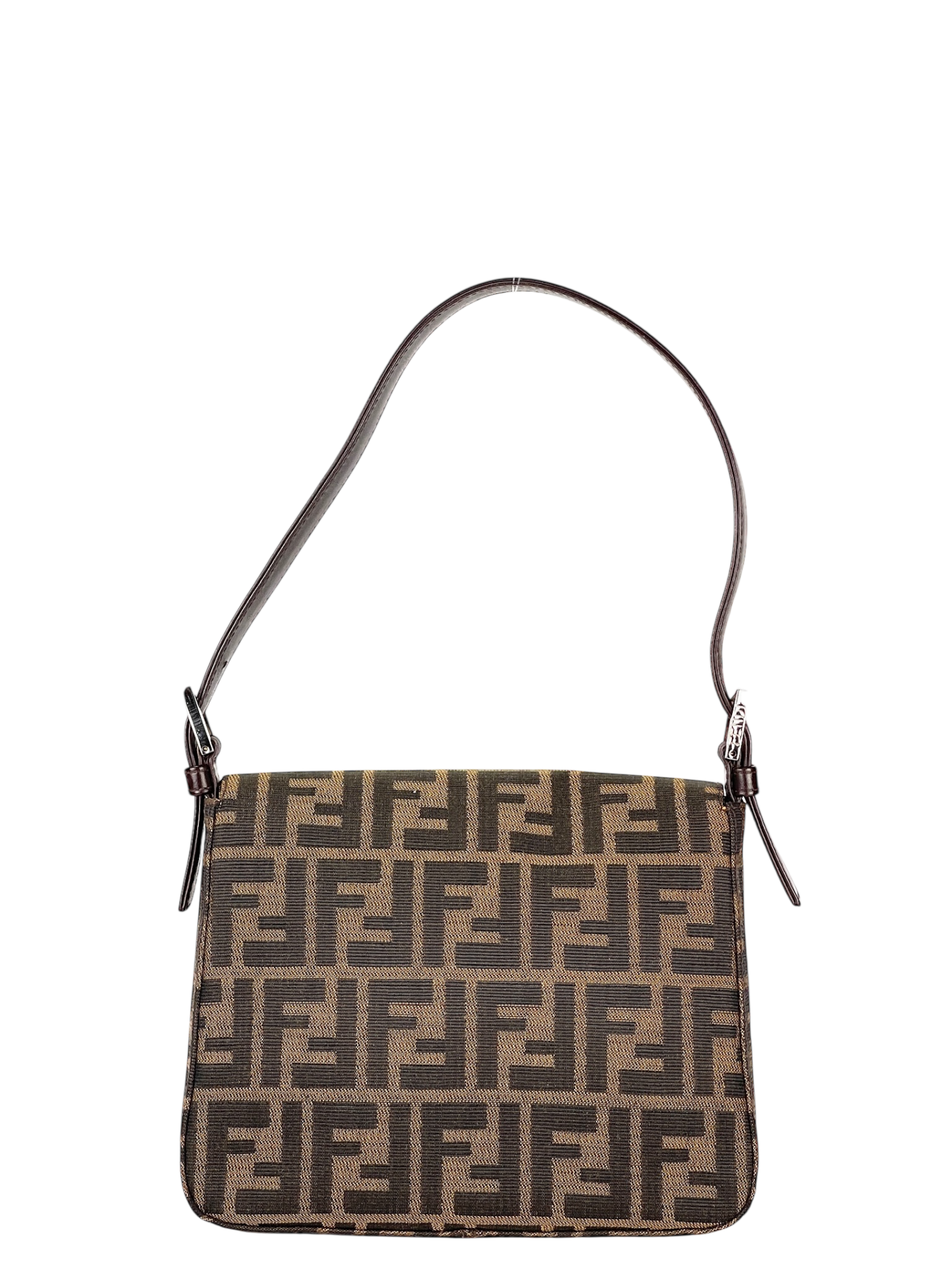 FENDI - Beige Zucca Canvas Leather Handbag 