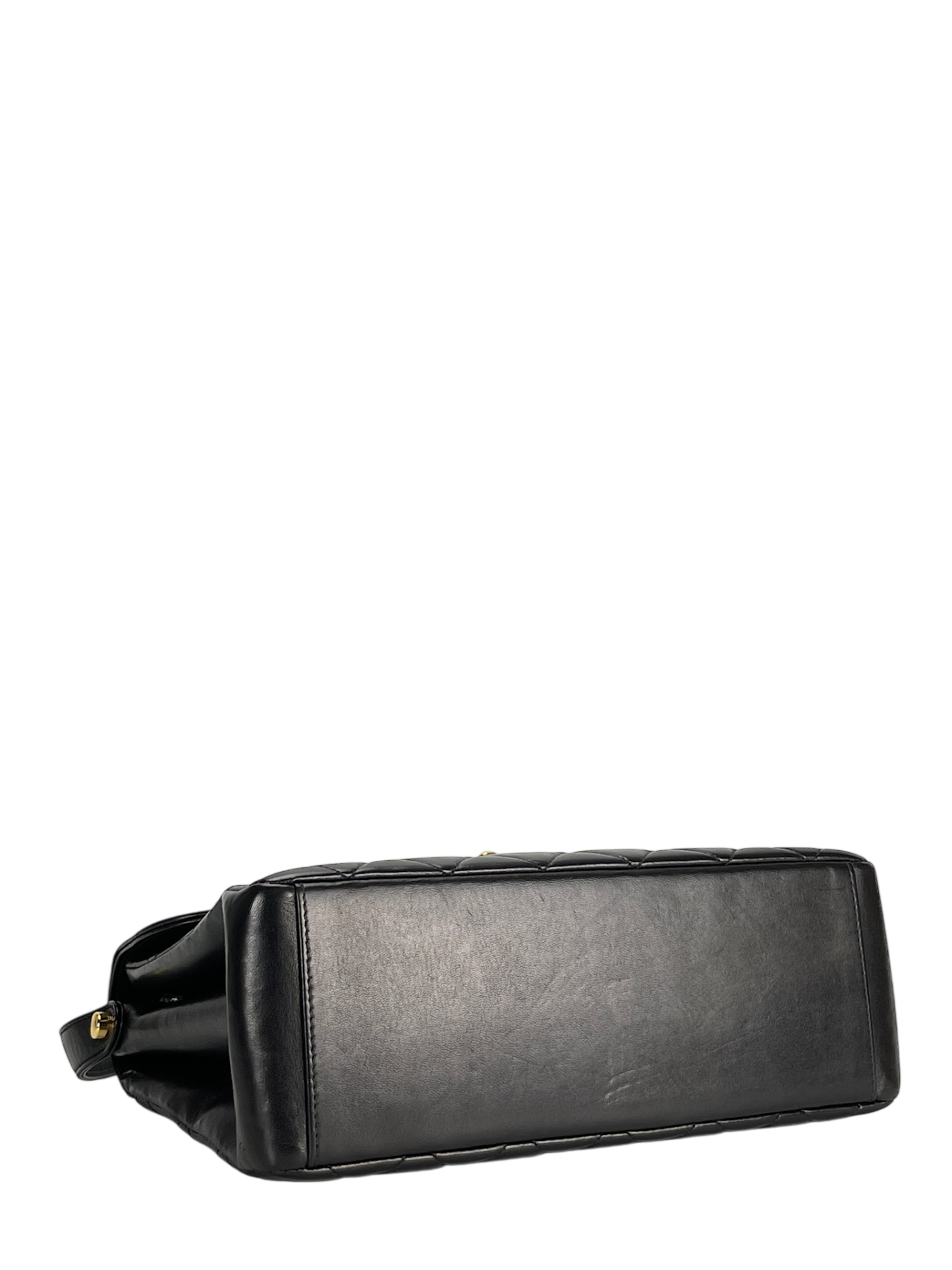 CHANEL - Lambskin Quilted CC Flap Shoulder Bag Black