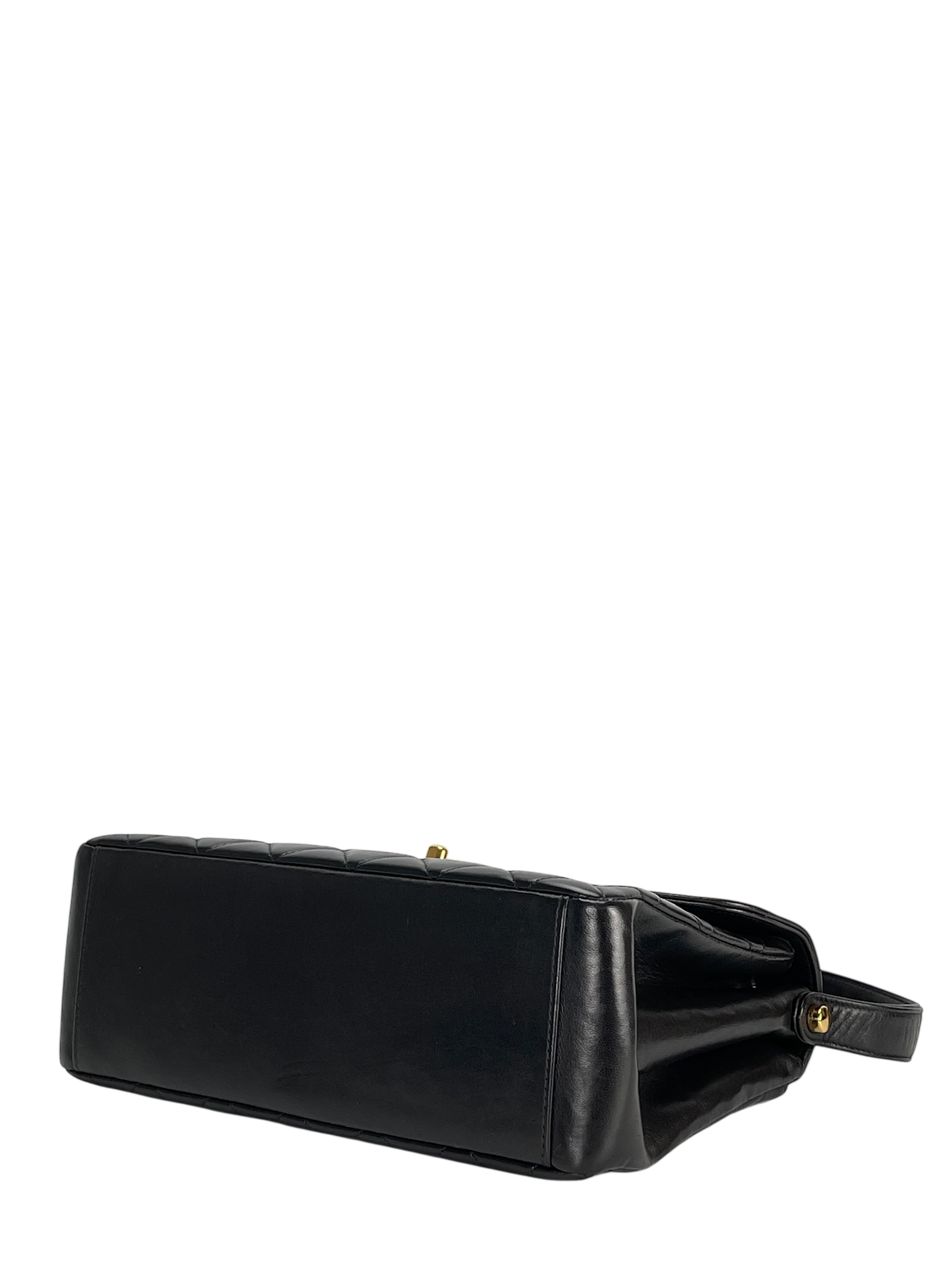 CHANEL - Lambskin Quilted CC Flap Shoulder Bag Black