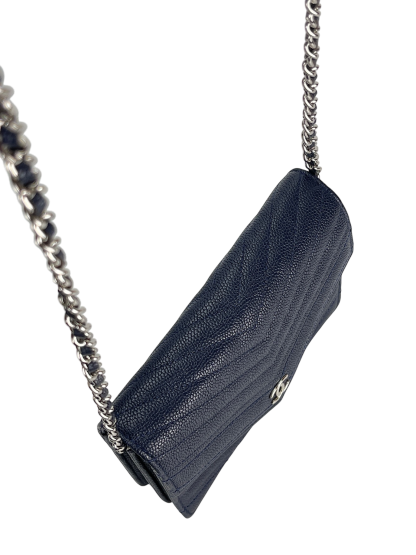 CHANEL - Navy Caviar V-stich Wallet On Chain (WOC)