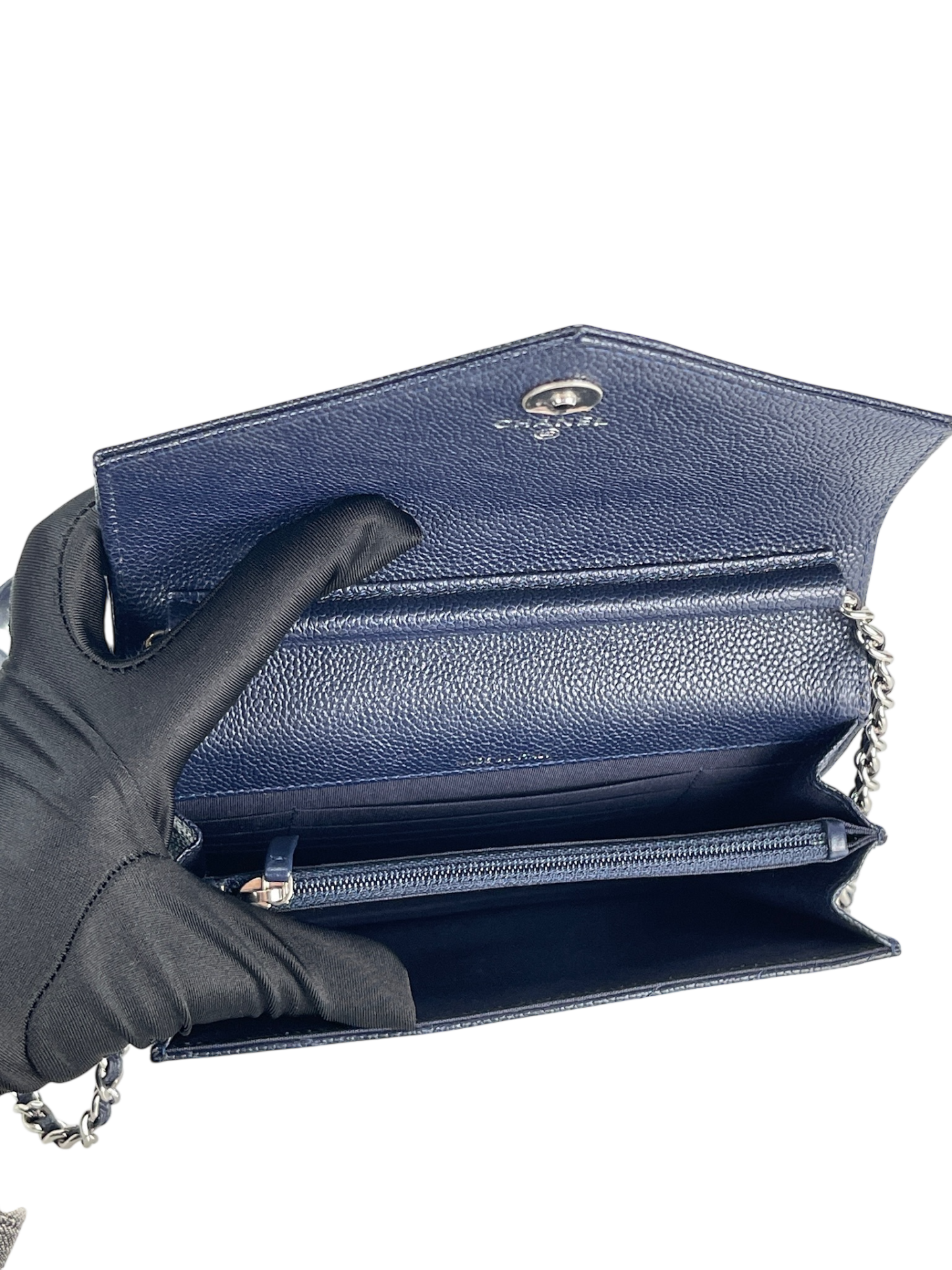 CHANEL - Navy Caviar V-stich Wallet On Chain (WOC)